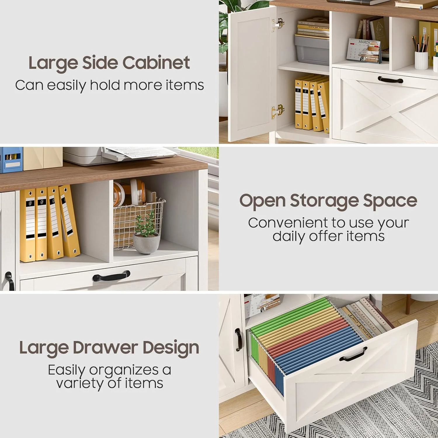 Vabches 2 Drawer Lateral File Cabinet,Mobile Wood office Cabinet for Home Office,Printer Stand with Open Storage Shelves. - Image 19