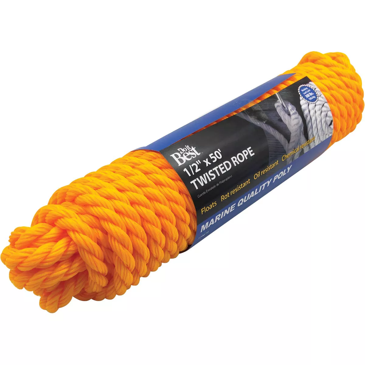Do it Best 1/2 In. x 50 Ft. Yellow Twisted Polypropylene Packaged Rope
