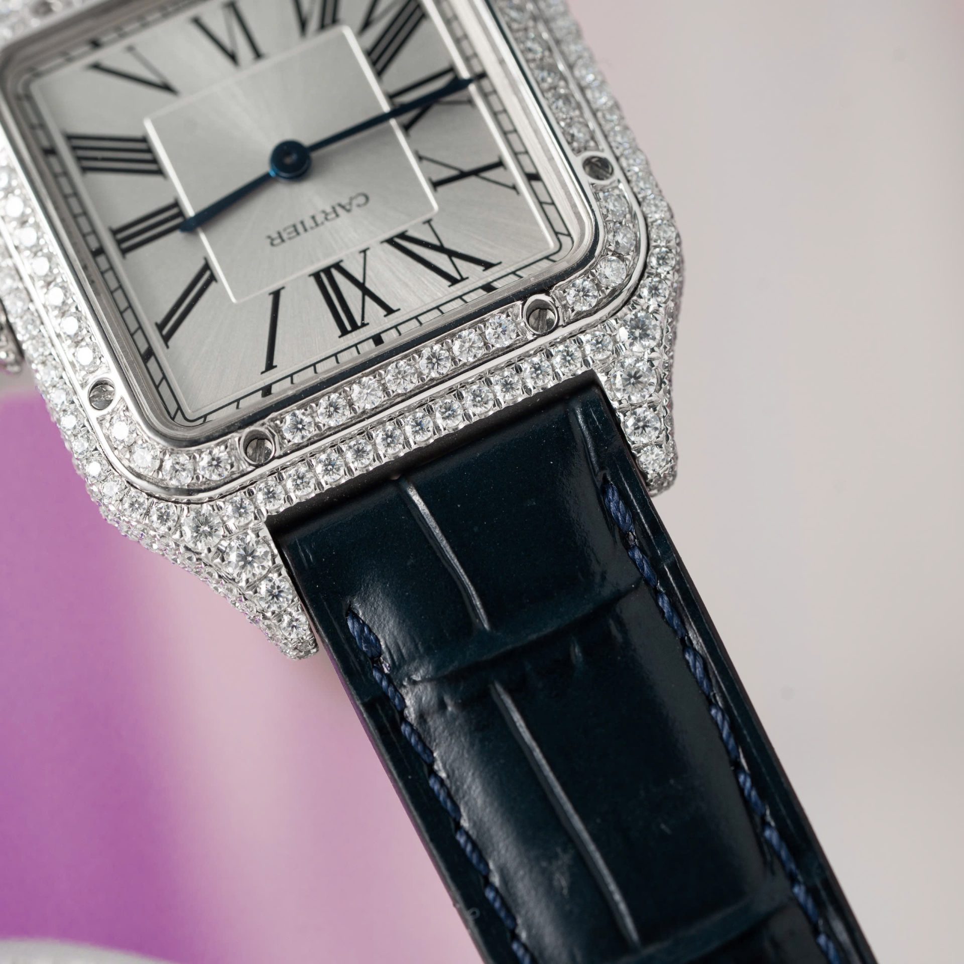 Cartier Replica 1:1 Watch Santos Dumont Large With Full Moissanite Diamond Hong Kong 42mm - Top club