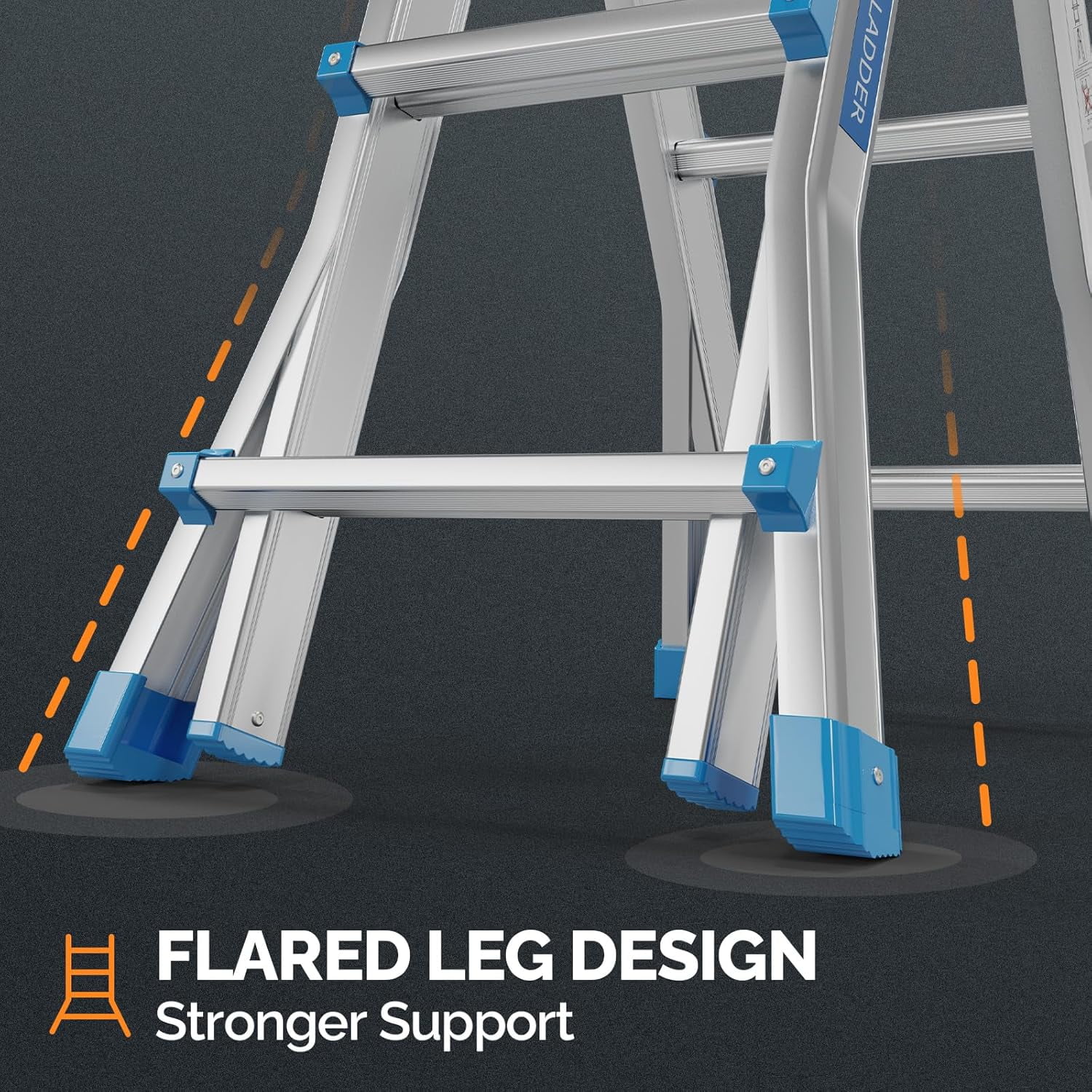 LUISLADDERS Ladder, A Frame 6 Step Ladder Telescoping Ladder, 22 Ft Reach Height Muti Position Folding Ladder Flared Leg & Wheels Design, 330 lbs Capacity Extension Ladder for Household Outdoor Work - Image 13