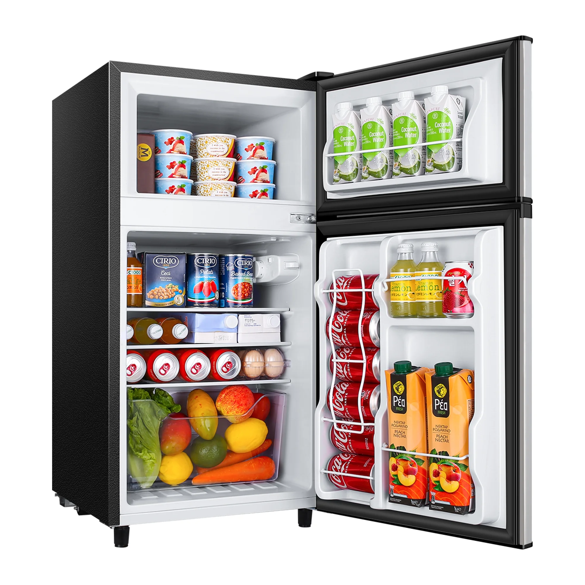 WANAI 3.5 Cu ft Two Door Mini Fridge, Silvery - Image 2