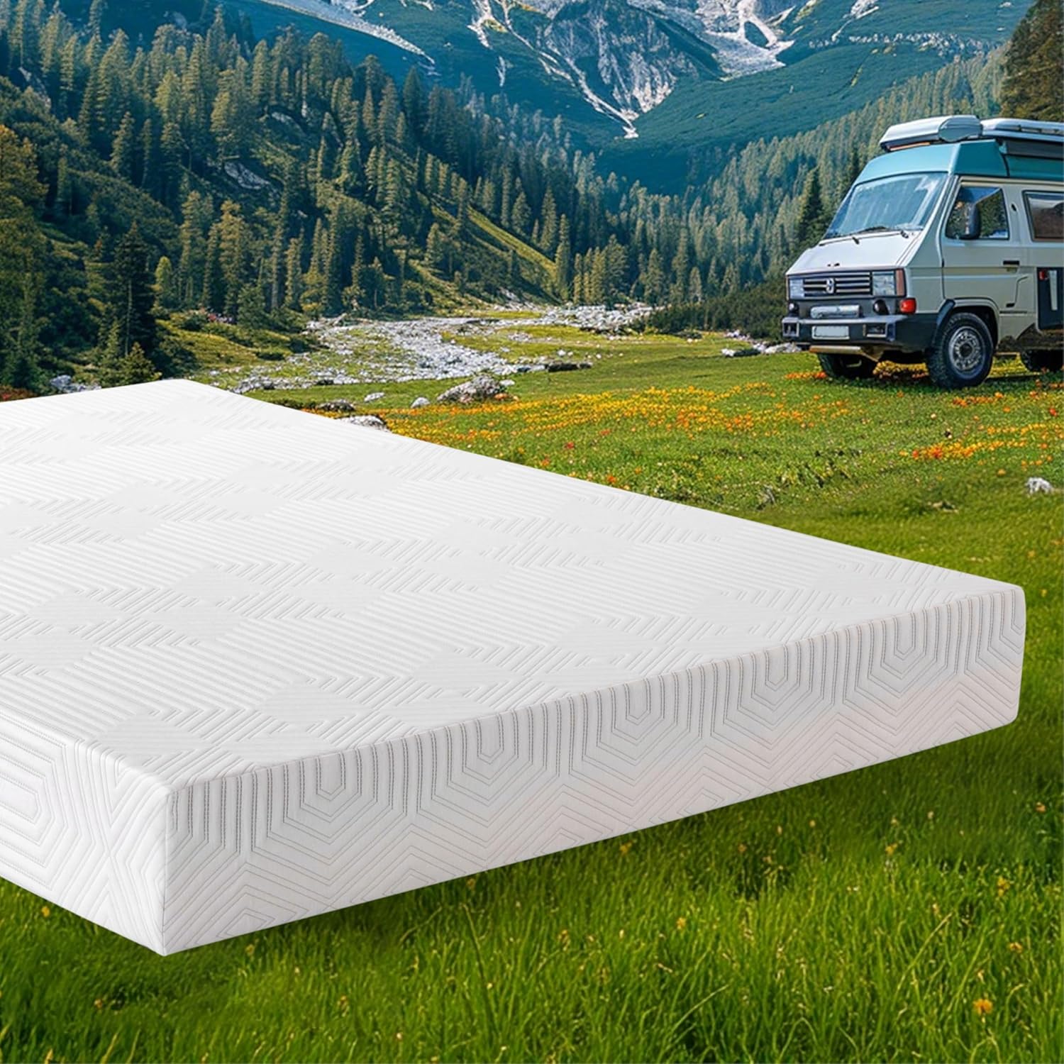 8 Inch RV Short Queen Mattress, Charcoal Gel Memory Foam Mattress, Breathable & Odor-Eliminating, Pressure Relief, Medium Firm, CertiPUR-US Certified, Bed in a Box, 60