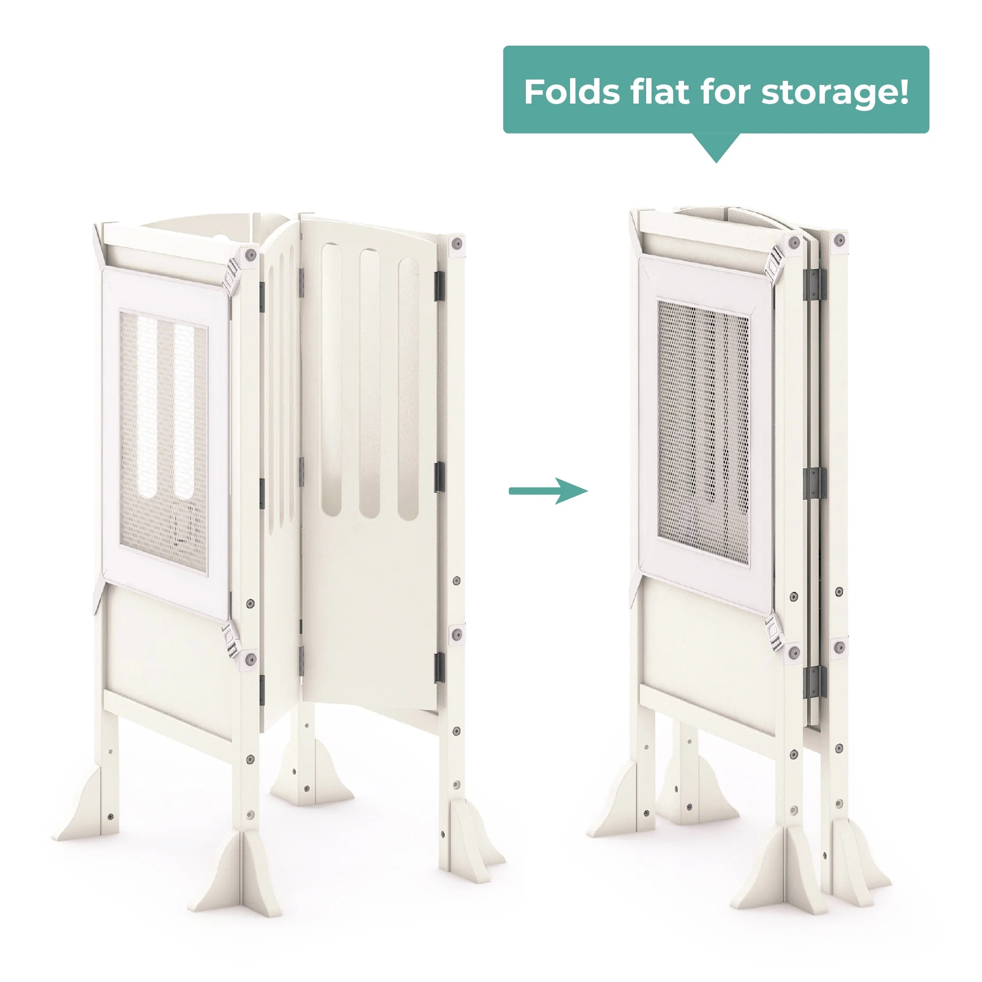 Guidecraft Contemporary Kitchen Helper Step Stool - White: Adjustable, Folding Montessori Toddler Tower - Safety Learning Furniture - Image 23