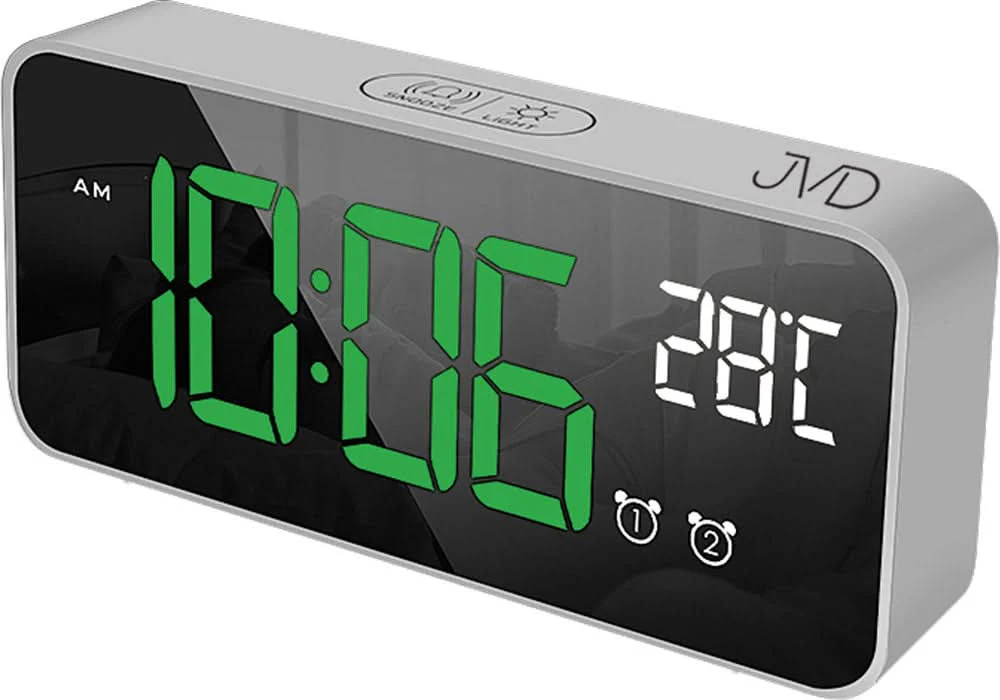 JVD Digital Alarm Clock Kompakt 6.5x14.5x3.2 cm Plastic • Doppelalarm • Temperaturanzeige
