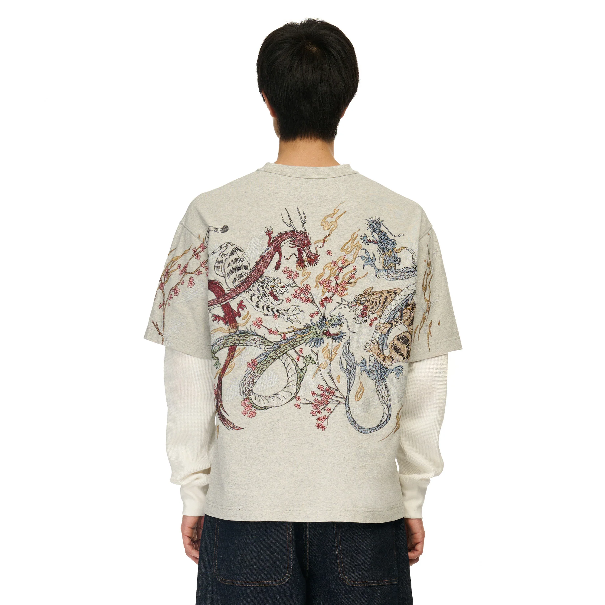 "yakuza" layered Longsleeve grey