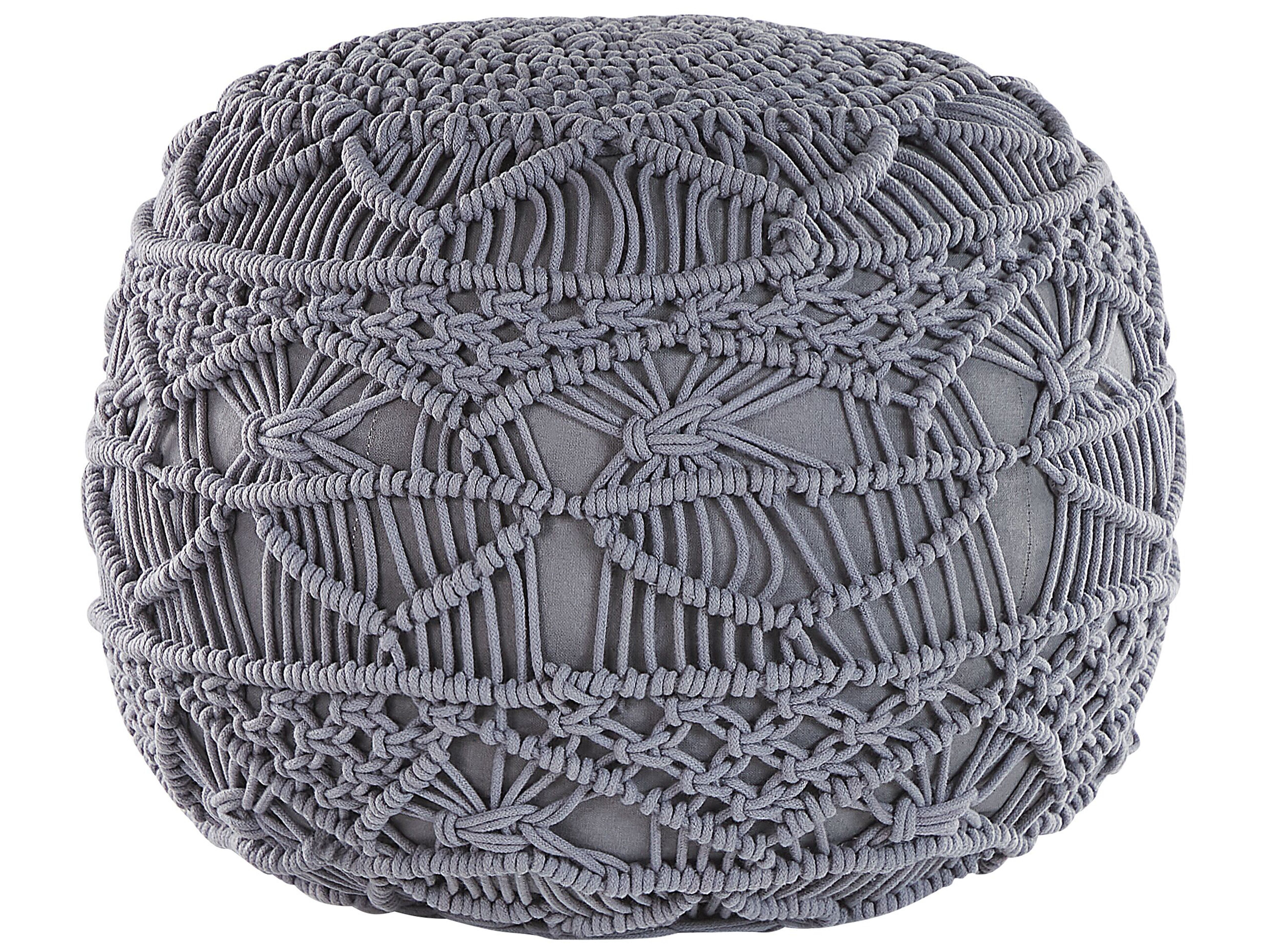 Pouffe Macramé KAYSERI Cotton Grey