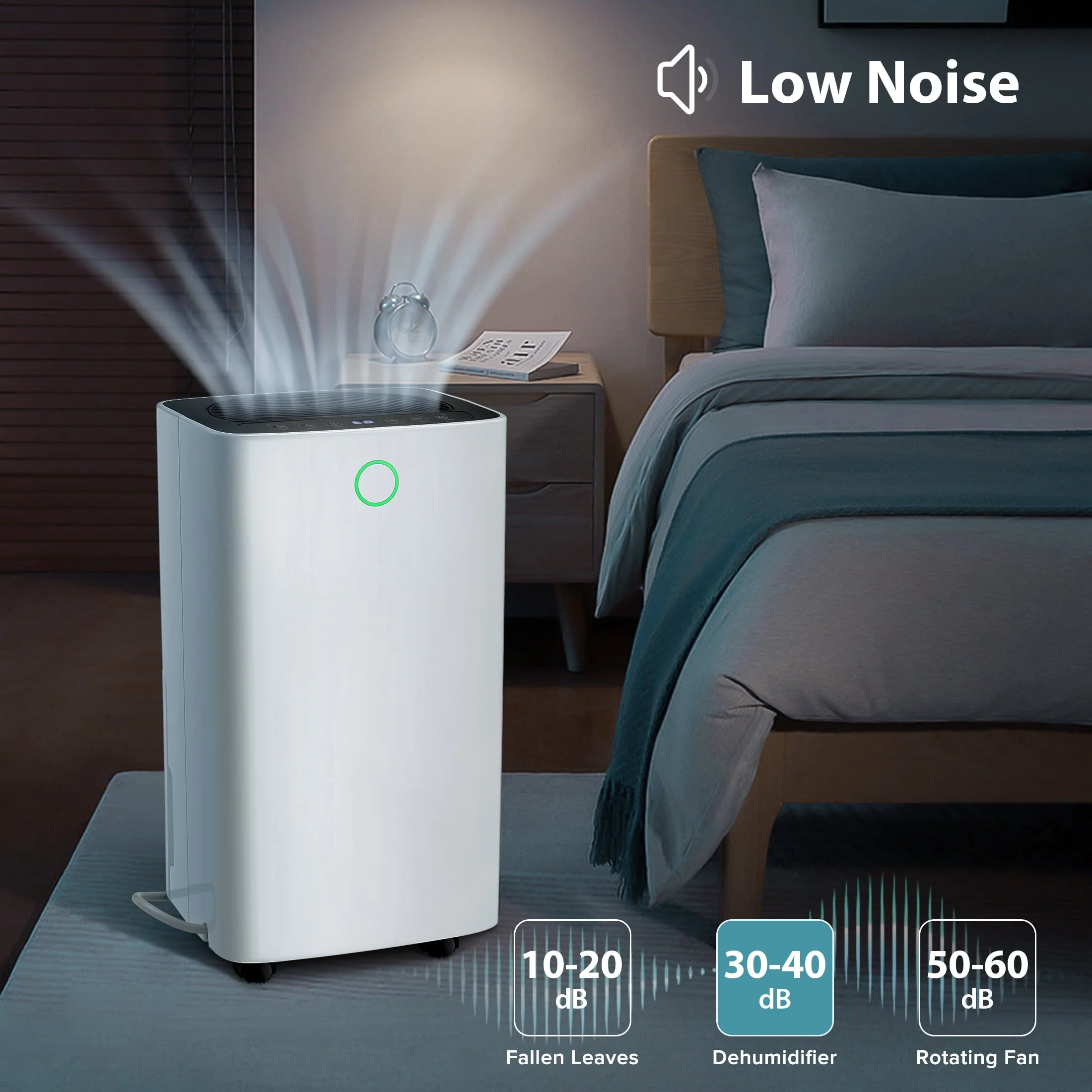 Auseo 30 Pint Dehumidifiers, 2000 Sq. Ft Dehumidifier with Drain Hose, 0.53 Gallon Water Tank, 3 Operation Modes, 24H Timer, Portable Dehumidifier for Basement/Bathroom/Laundry Room