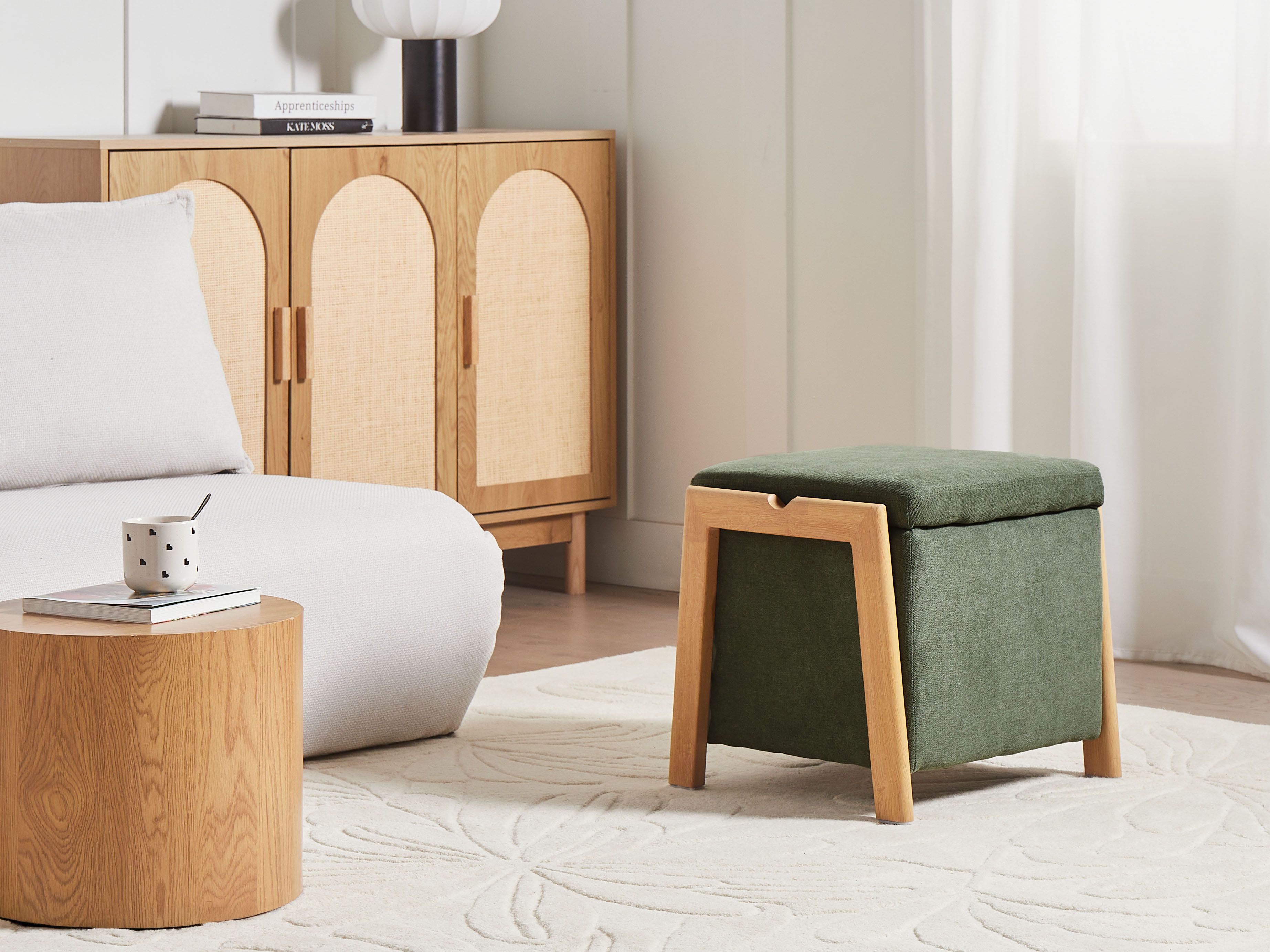 Storage Pouffe EDLAND Fabric 45 cm 43 cm Green