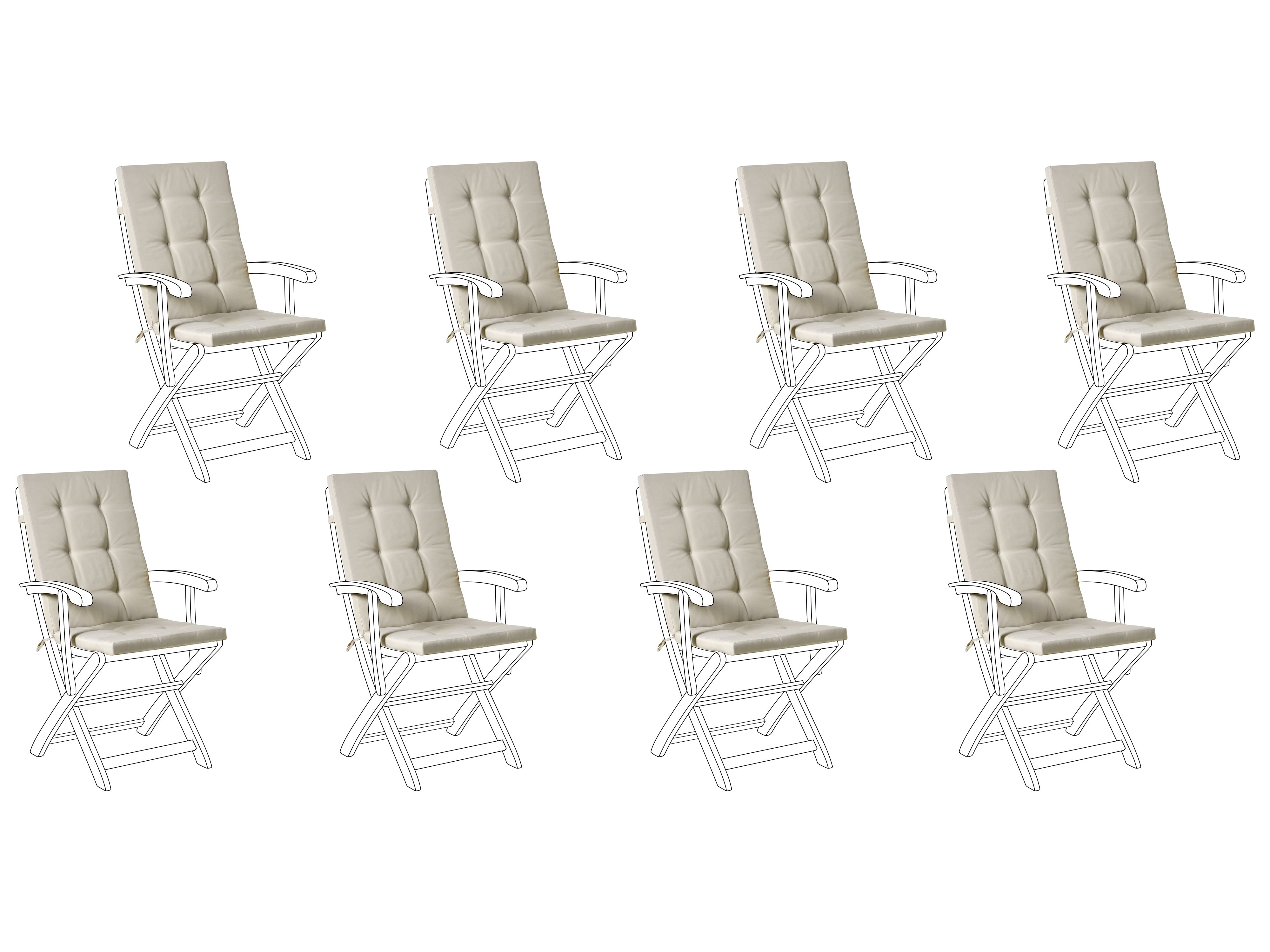 Set of 8 Back/Seat Cushions MAUI PREMIUM Taupe