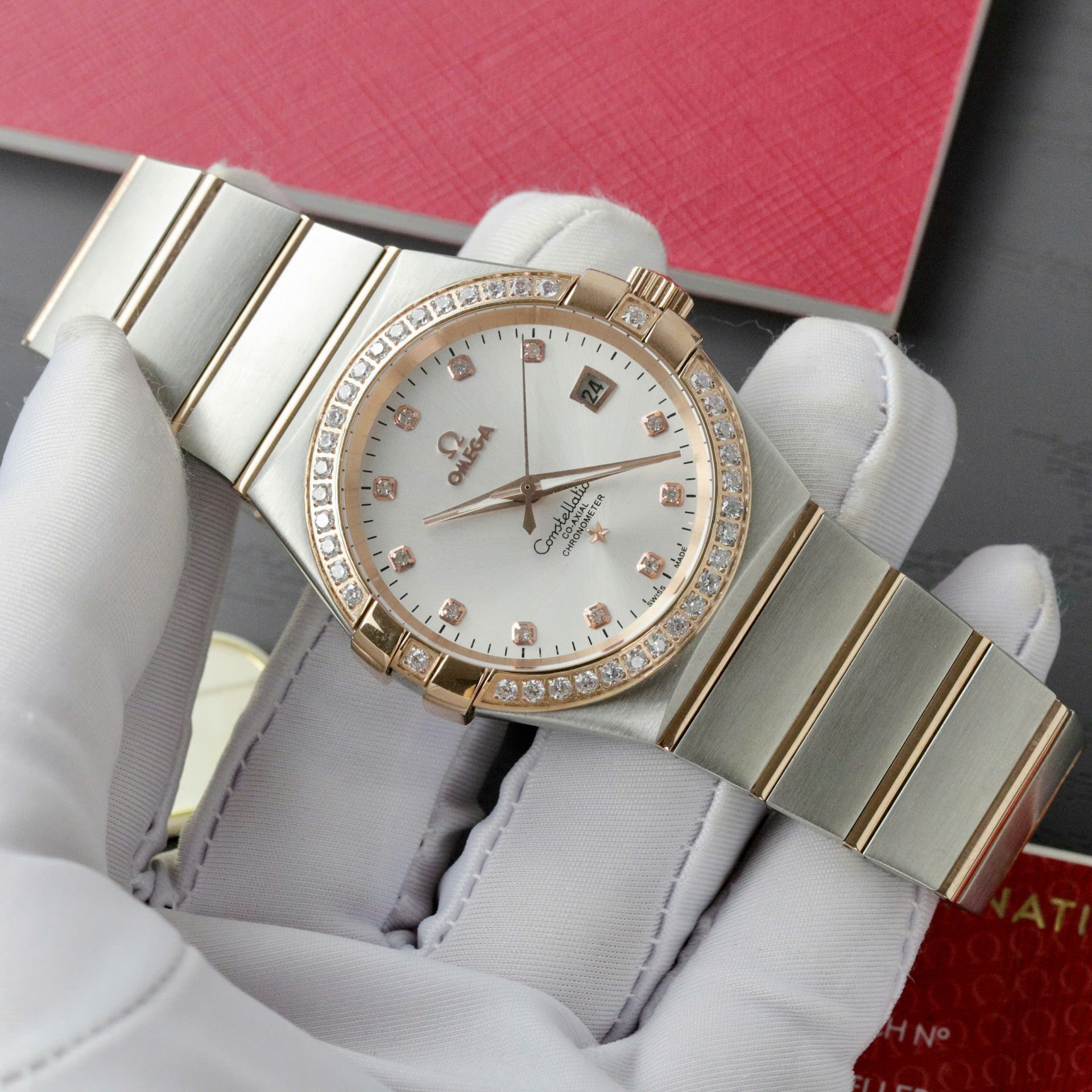Omega Constellation Co-Axial Clone 11 Watch White Dial Metal Strap 38mm - Elite Watch Atelier