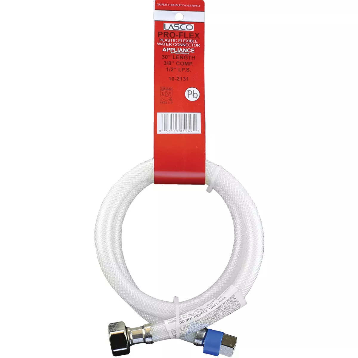 Lasco 3/8 In. C x 1/2 In. FIP x 30 In. L Braided Poly Vinyl Faucet Connector