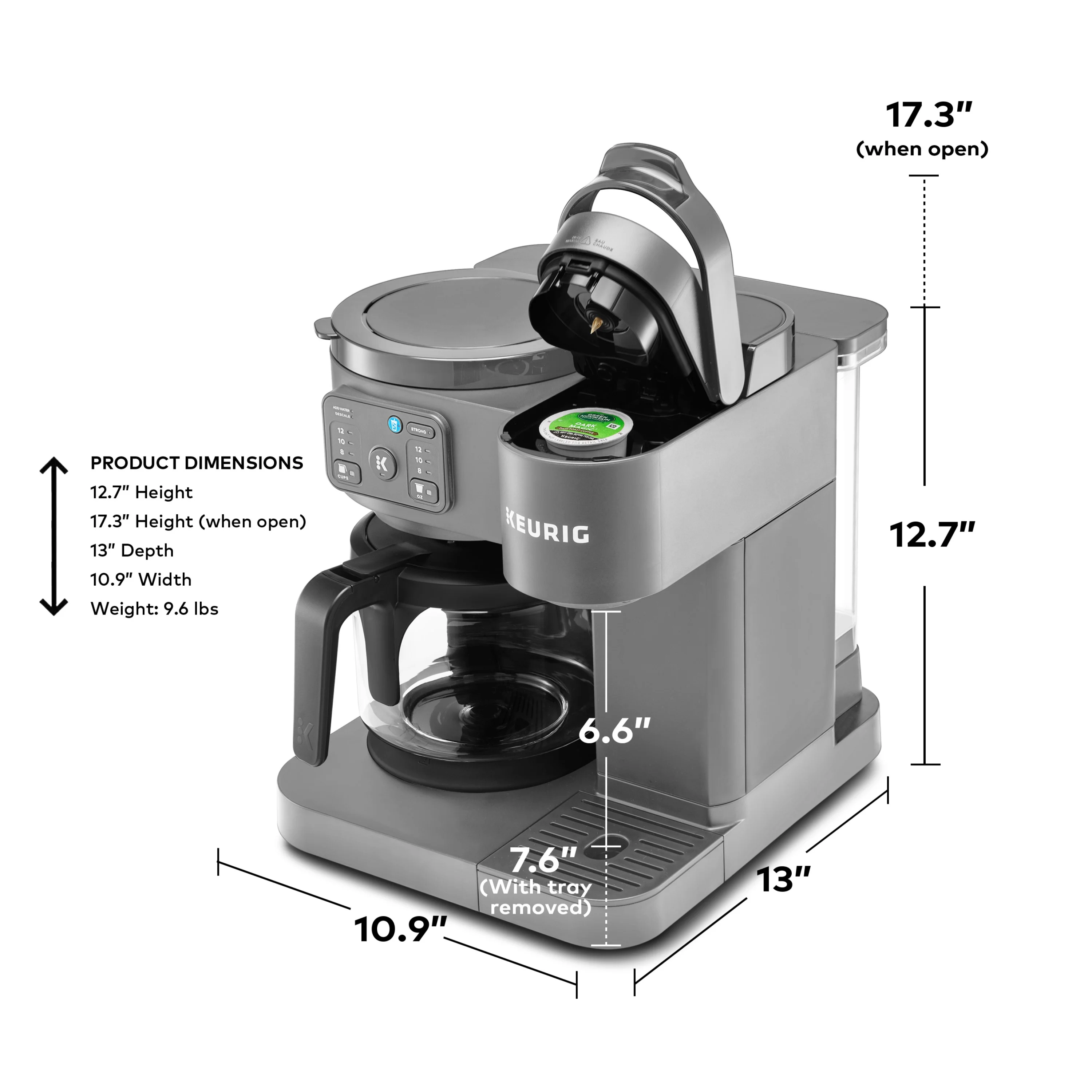 Keurig K-Duo Essentials, Hot & Iced Single-Serve K-Cup Pod Coffee Maker & Carafe, Moonlight Grey - Image 7