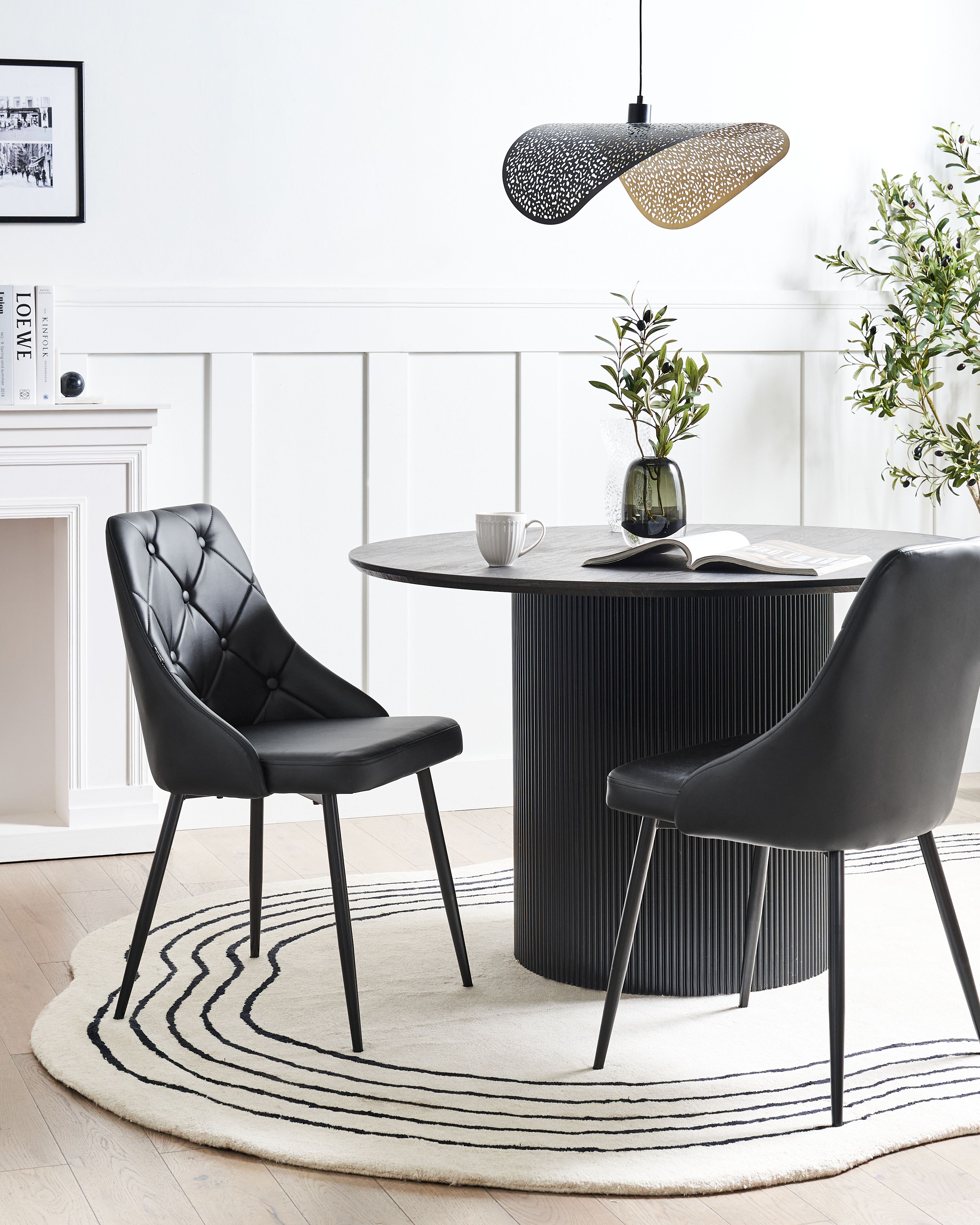 Set of 2 Dining Chairs VALERIE Faux Leather Black