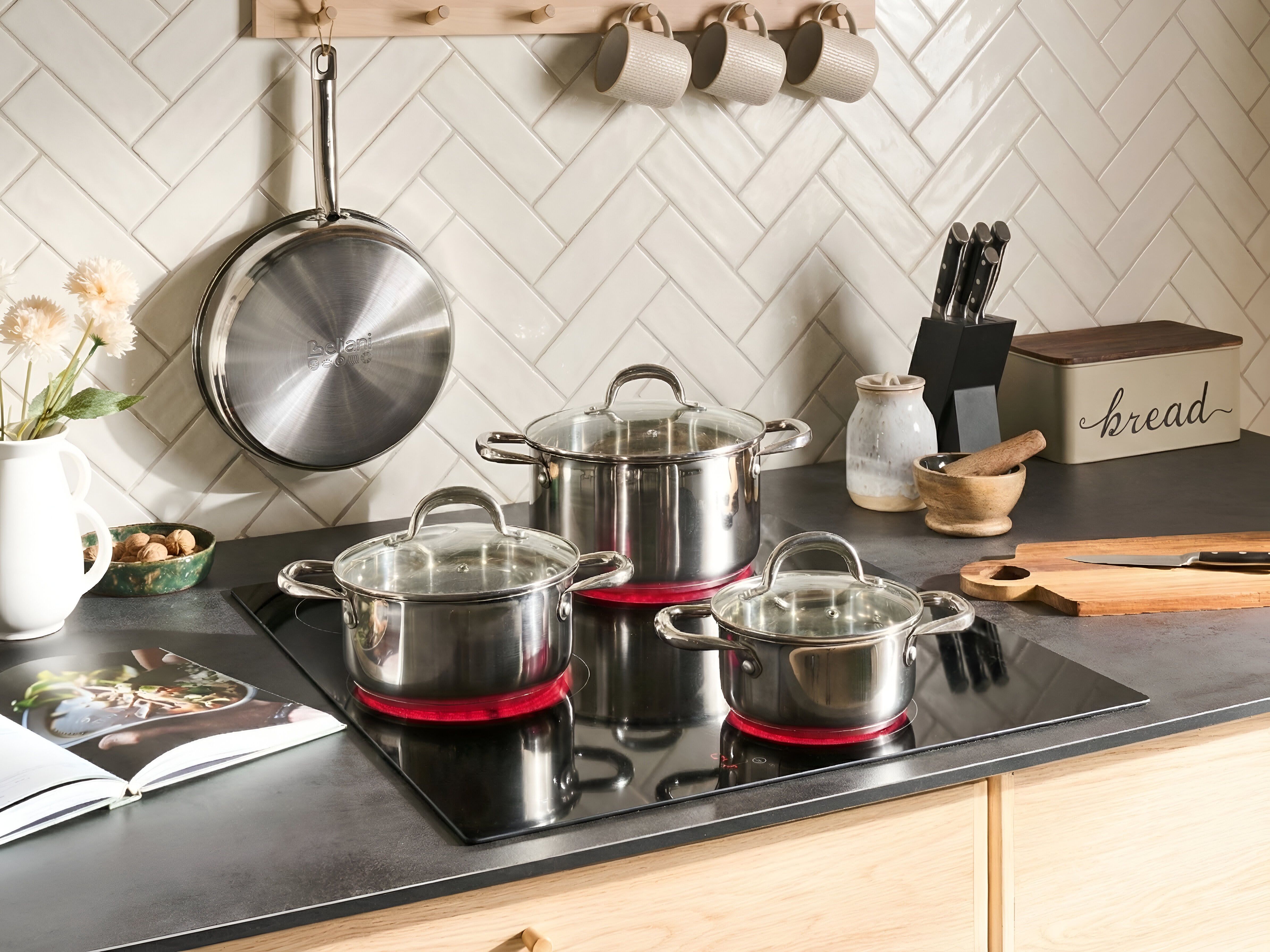 7 Piece Cookware Set PRIMECOOK Stainless Steel Silver