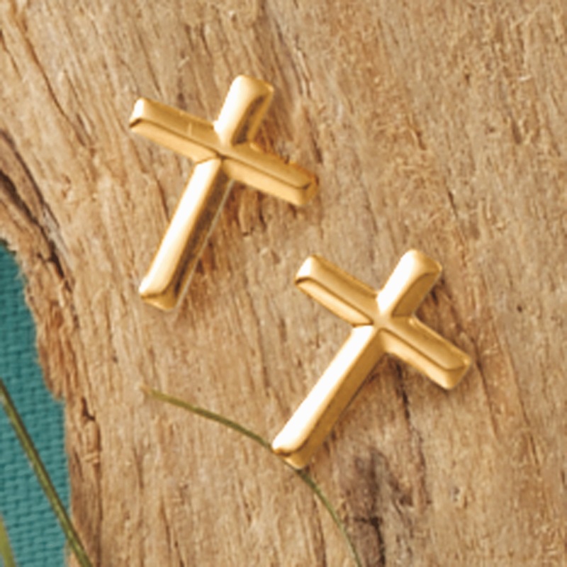 14K Gold Cross Post Earrings - MIDNIGHT VELVET CATALOG