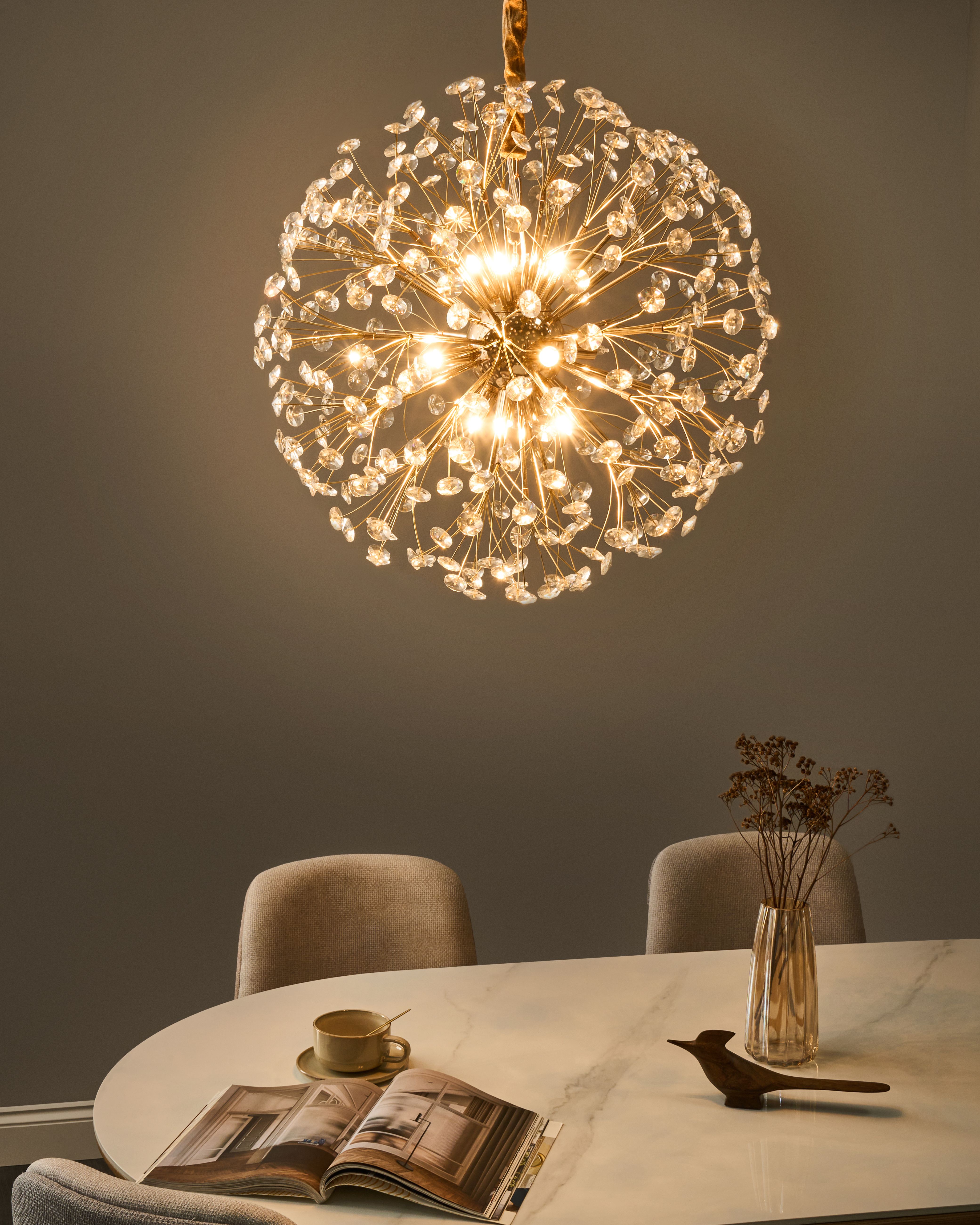 Chandelier TIMANE Glass Brass