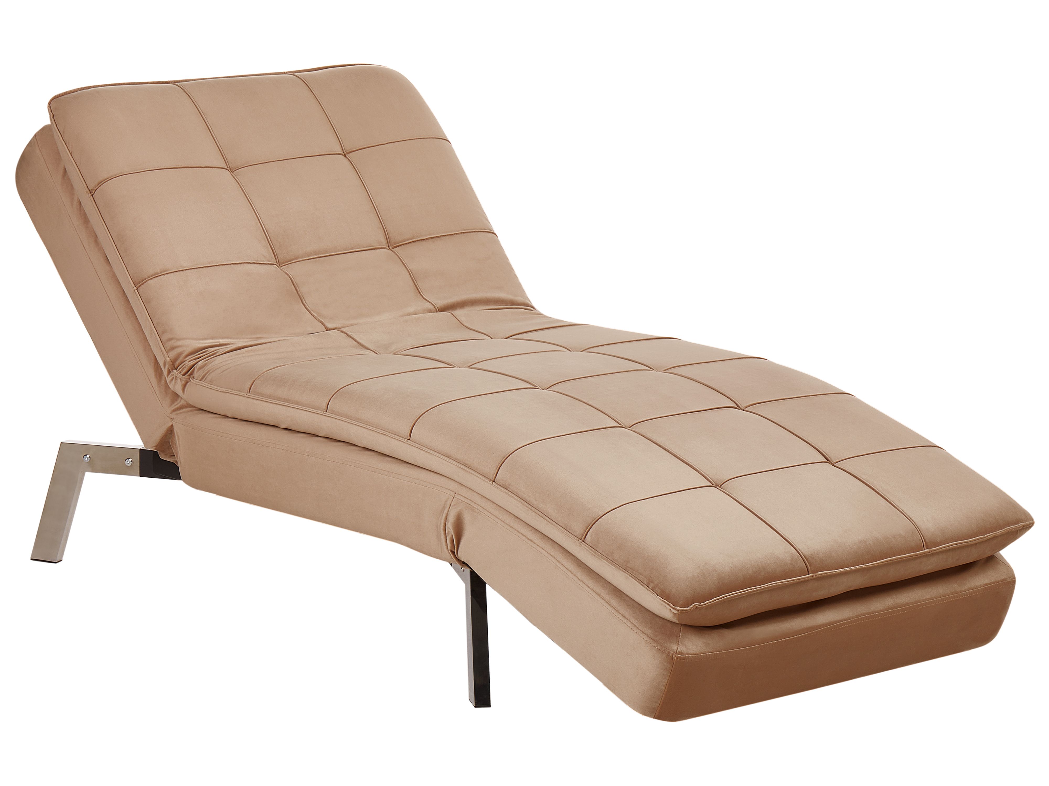 Chaise Longue LOIRET Velvet Light Brown