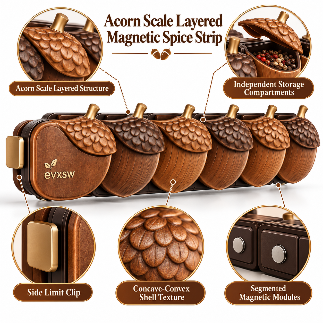 Acorn Scale Layered Magnetic Spice Strip