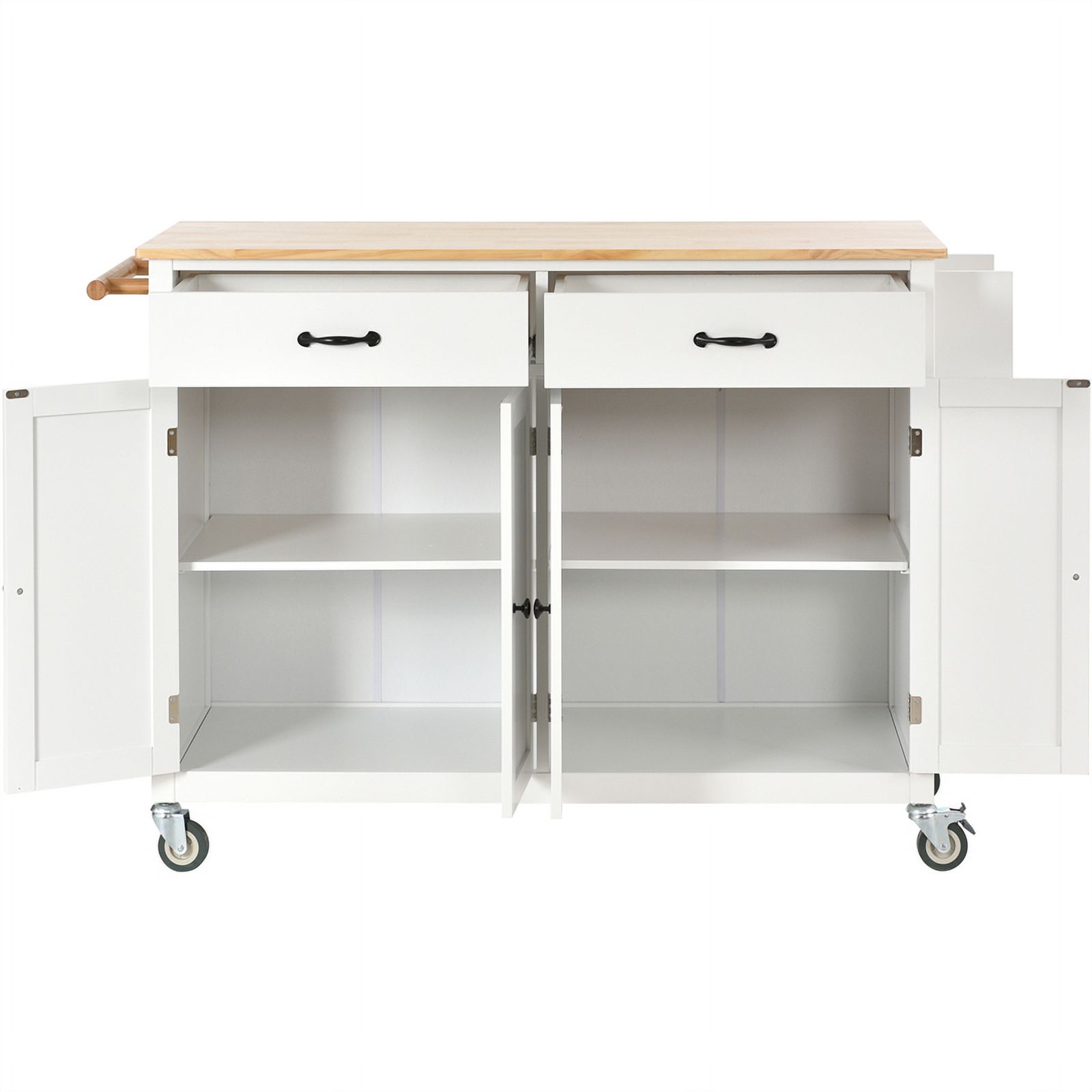 Kitchen Storage Islands&Carts with Solid Wood Top and Locking Wheels, Kitchen Island Cart with 4 Door Cabinet and Two Drawers, Kitchen Cabinets for Kitchen and Dining Room, Green - Image 21