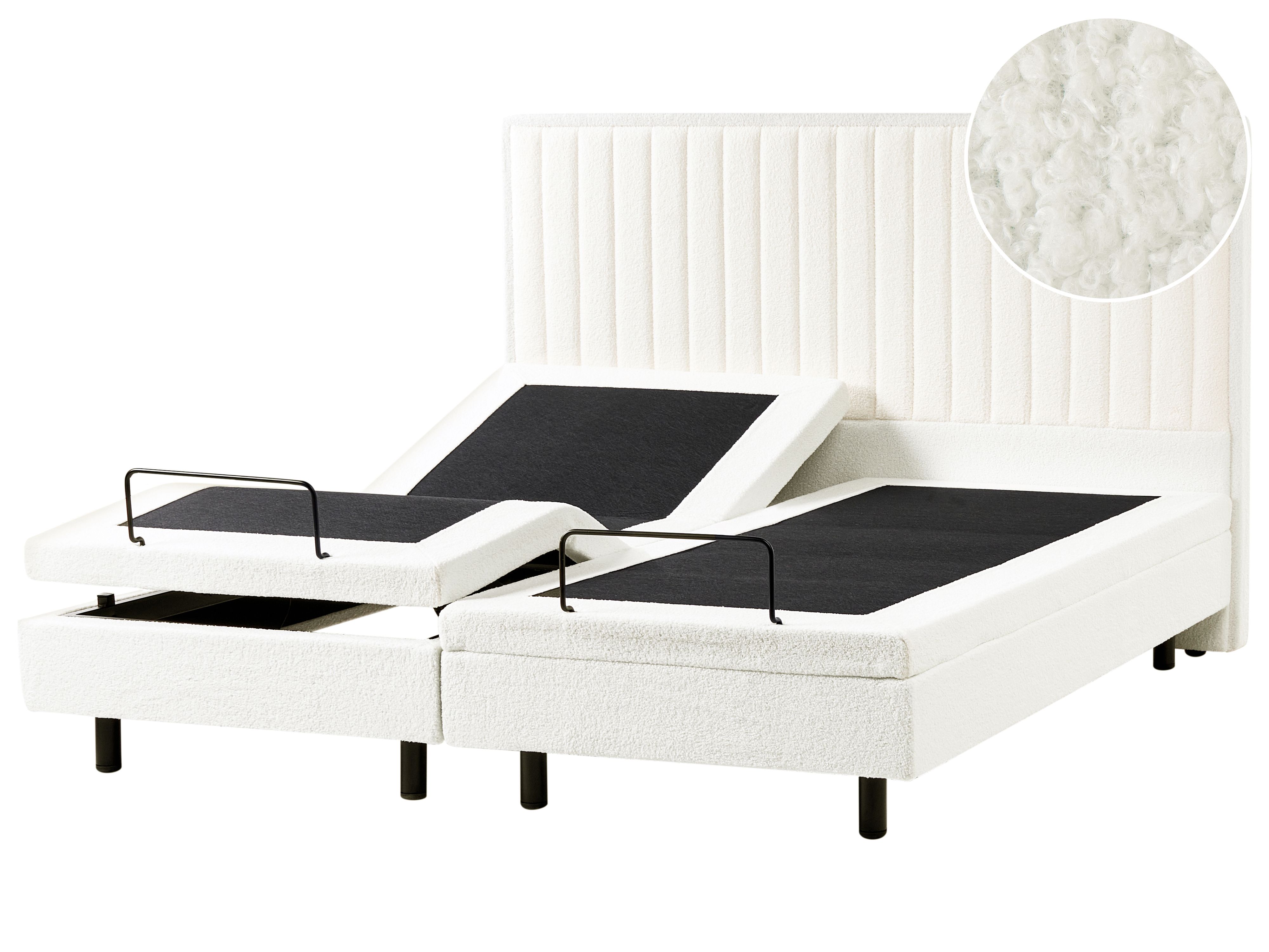 Adjustable Bed Boucle CASTELLAN 180 x 200 cm (EU Super King) Off-White