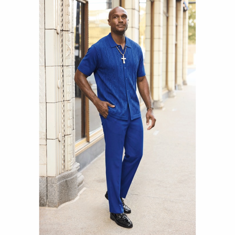 Stacy Adams Jacquard Stripe Pant Set - MIDNIGHT VELVET CATALOG