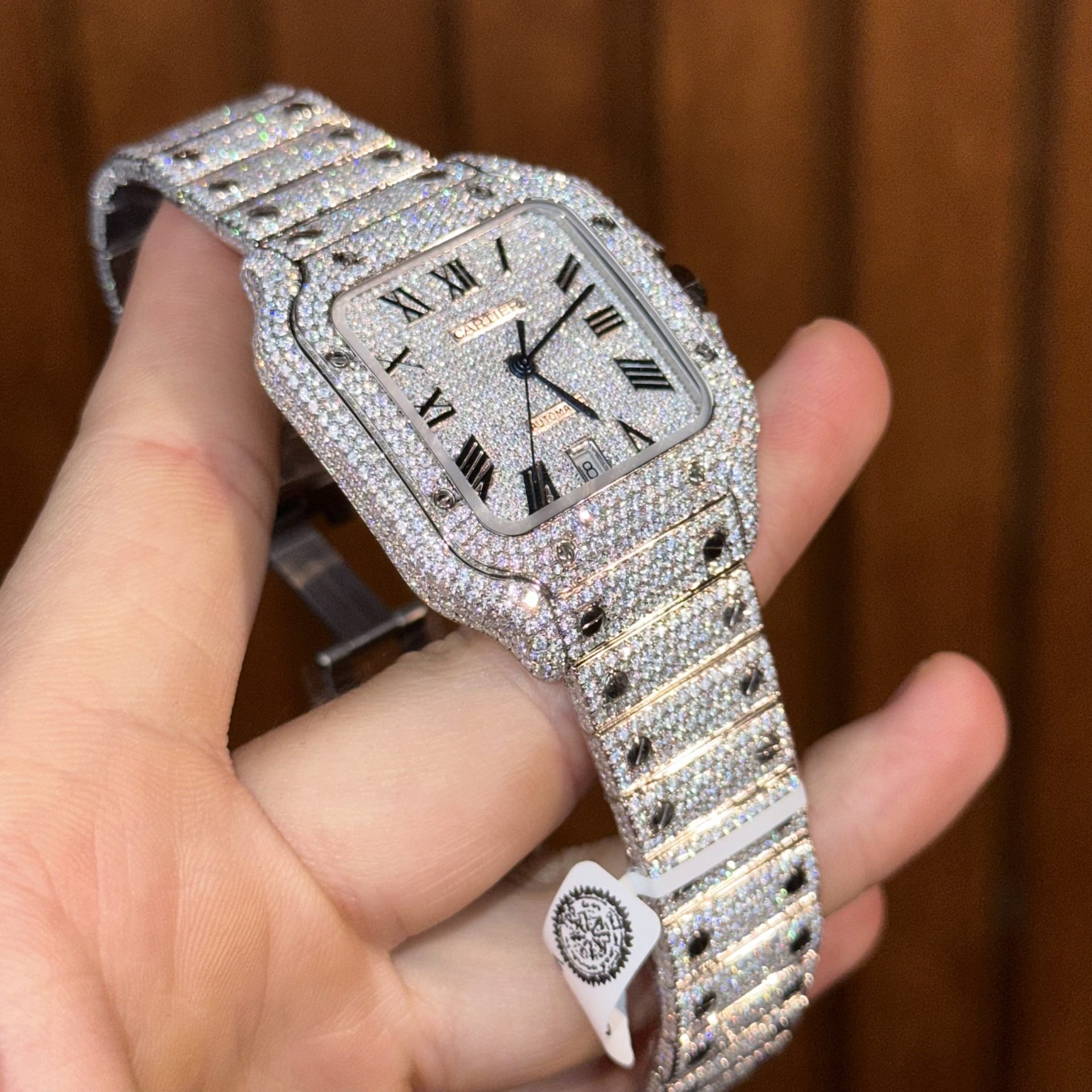 Cartier Iced Out Santos De Cartier Customs Moissanite Diamonds 39.8mm - Top club