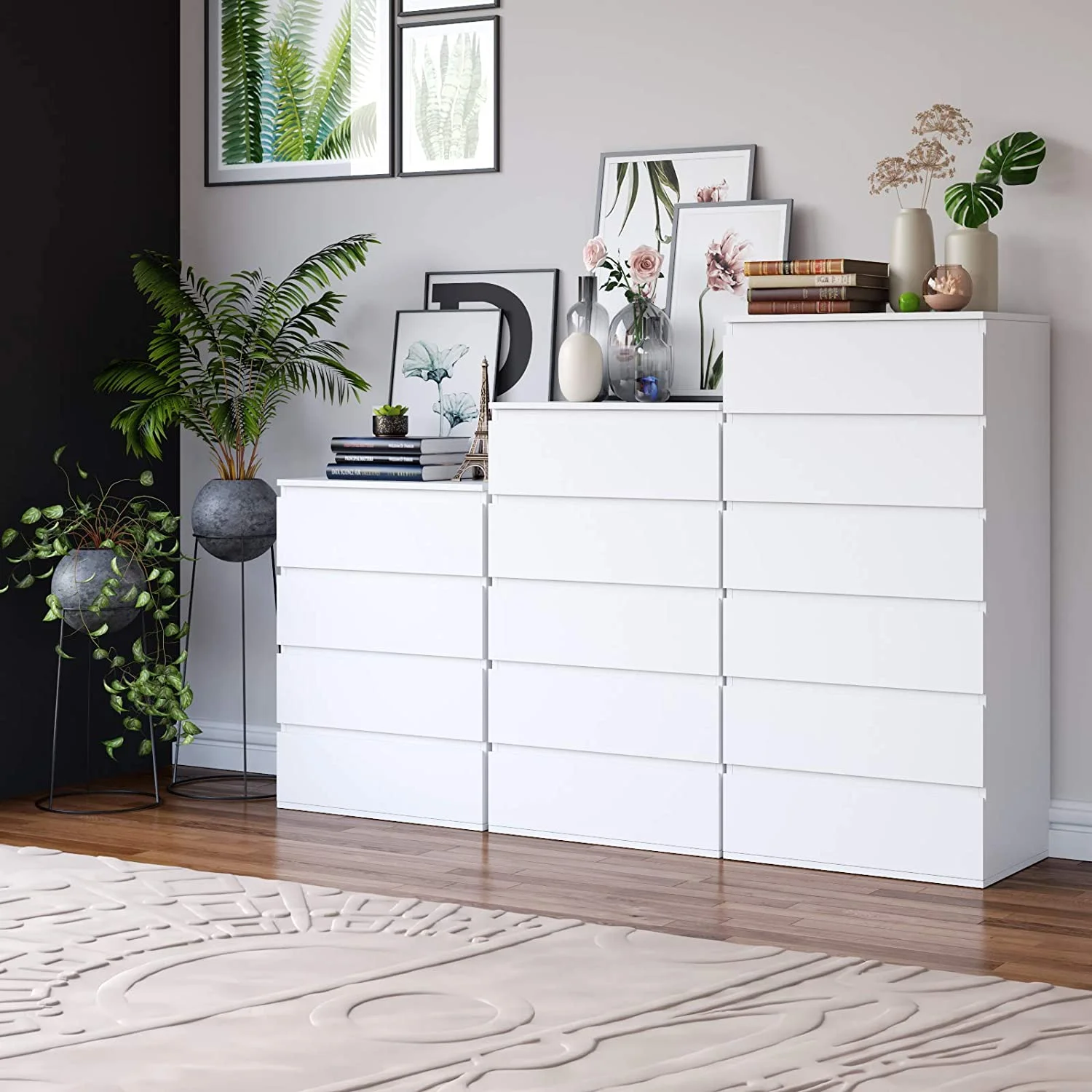 Homfa 5 Drawer White Dresser, Modern Storage Cabinet for Bedroom,Tall Chest of Drawers for Living Room - Image 4