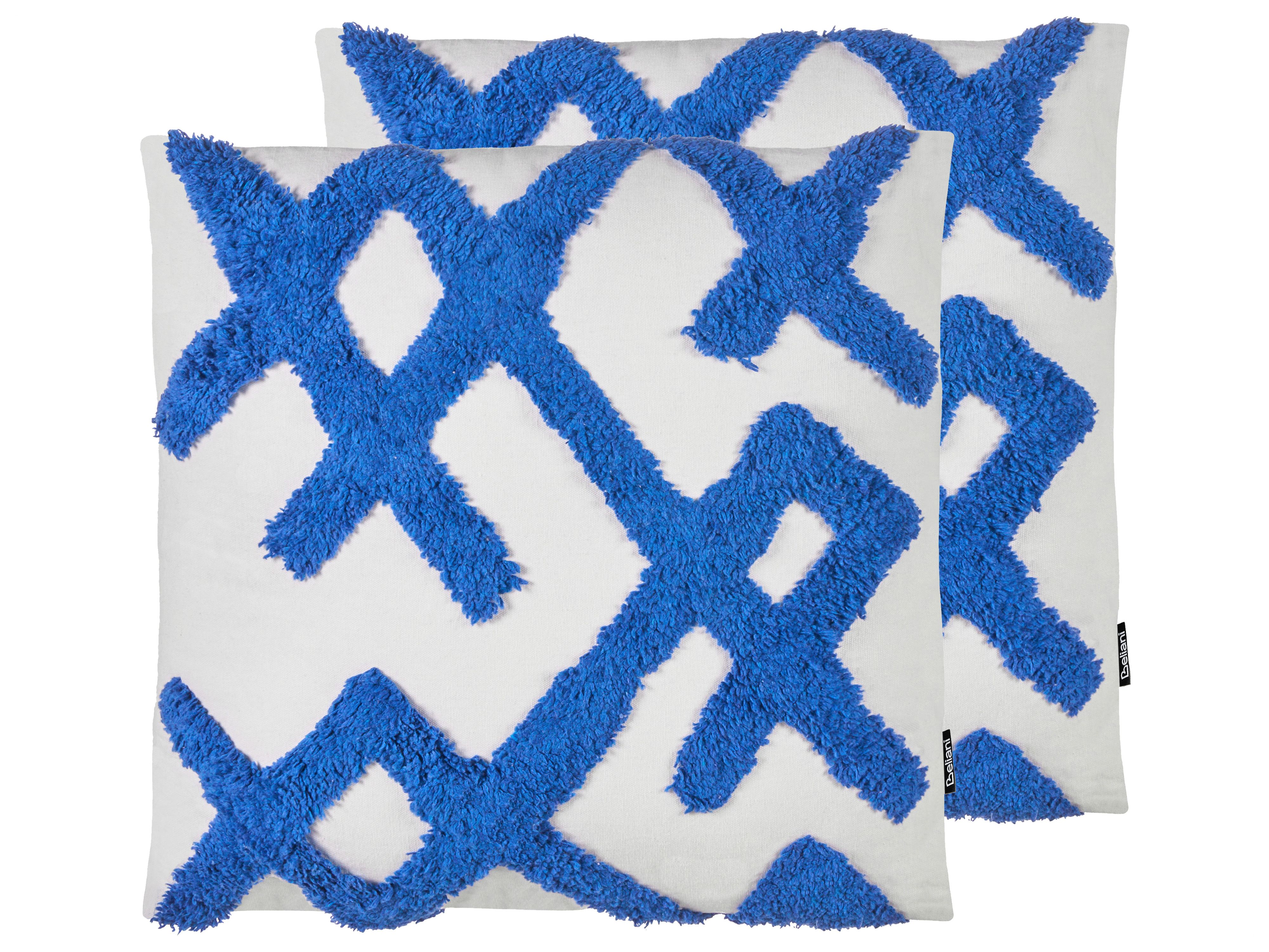 Set of 2 Decorative Cushions HAZEL Cotton 45 x 45 cm White Geometric Pattern