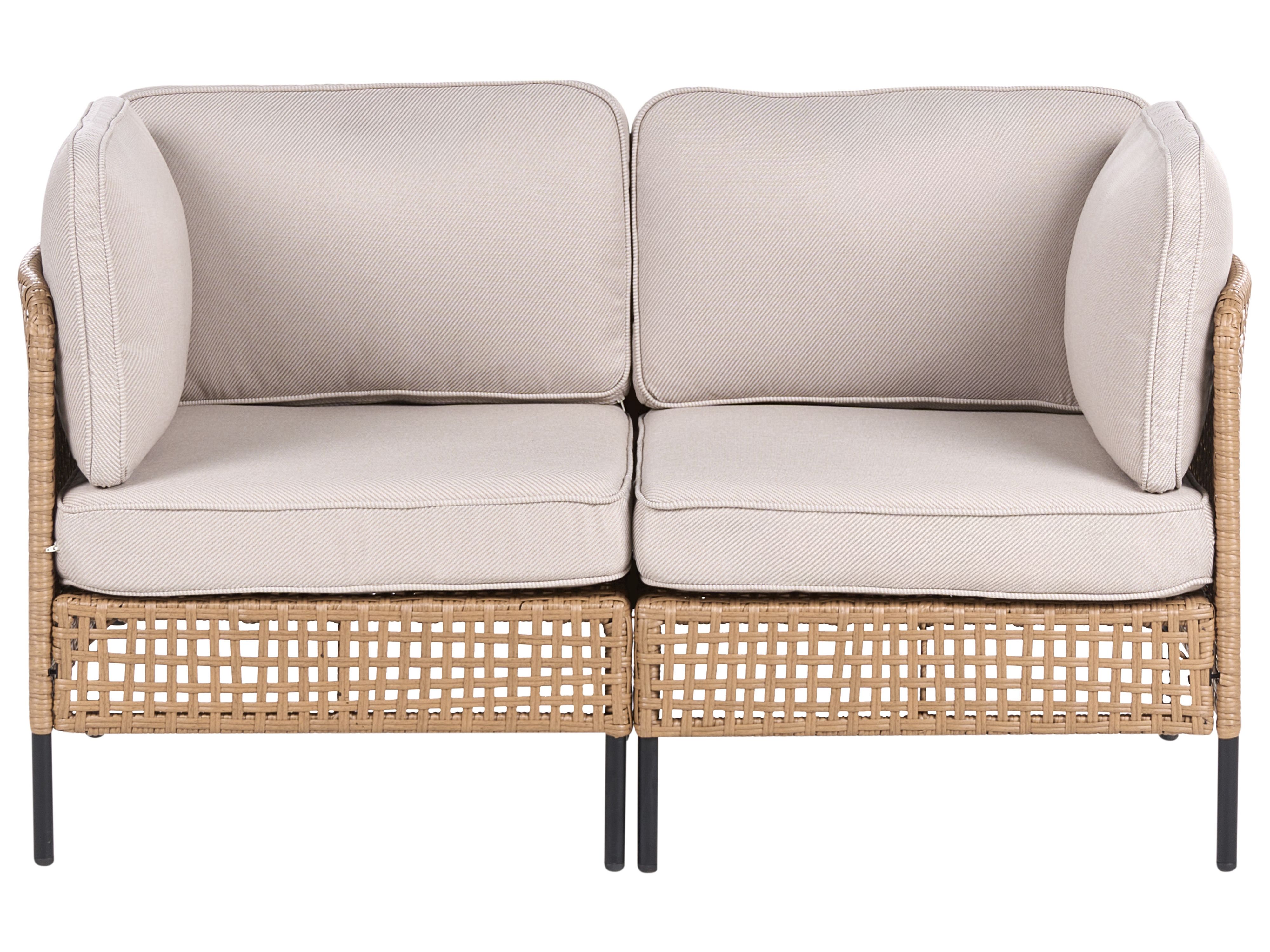 Garden Sofa 2 Seater OMEGANA PE Rattan Light Beige