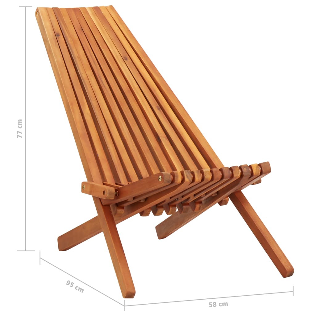 vidaXL 1/2x Solid Acacia Wood Folding Outdoor Lounge Chairs Deck Chair Seat - Image 15