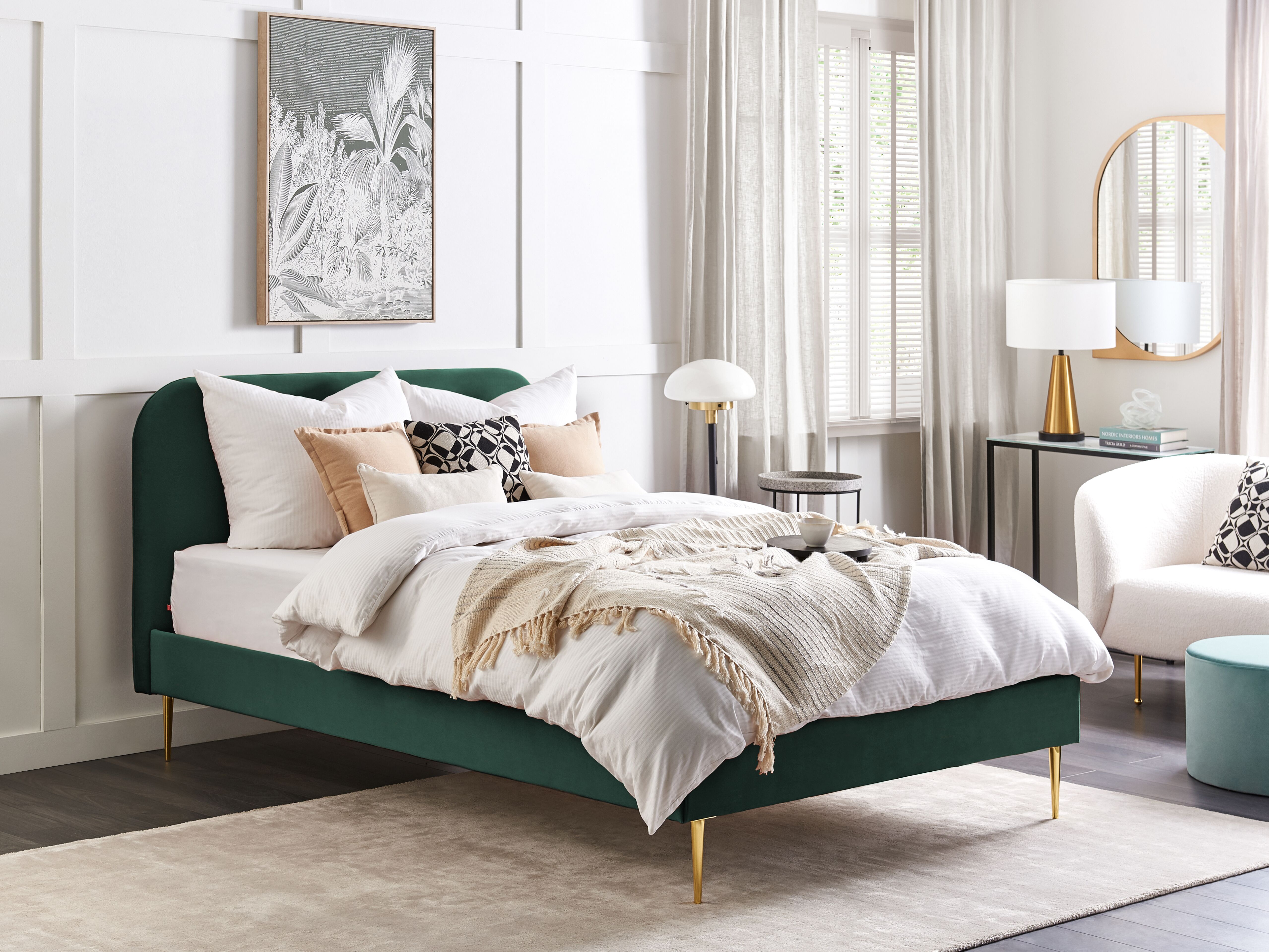 Bed Velvet FLAYAT 140 x 200 cm (EU Double) Emerald Green