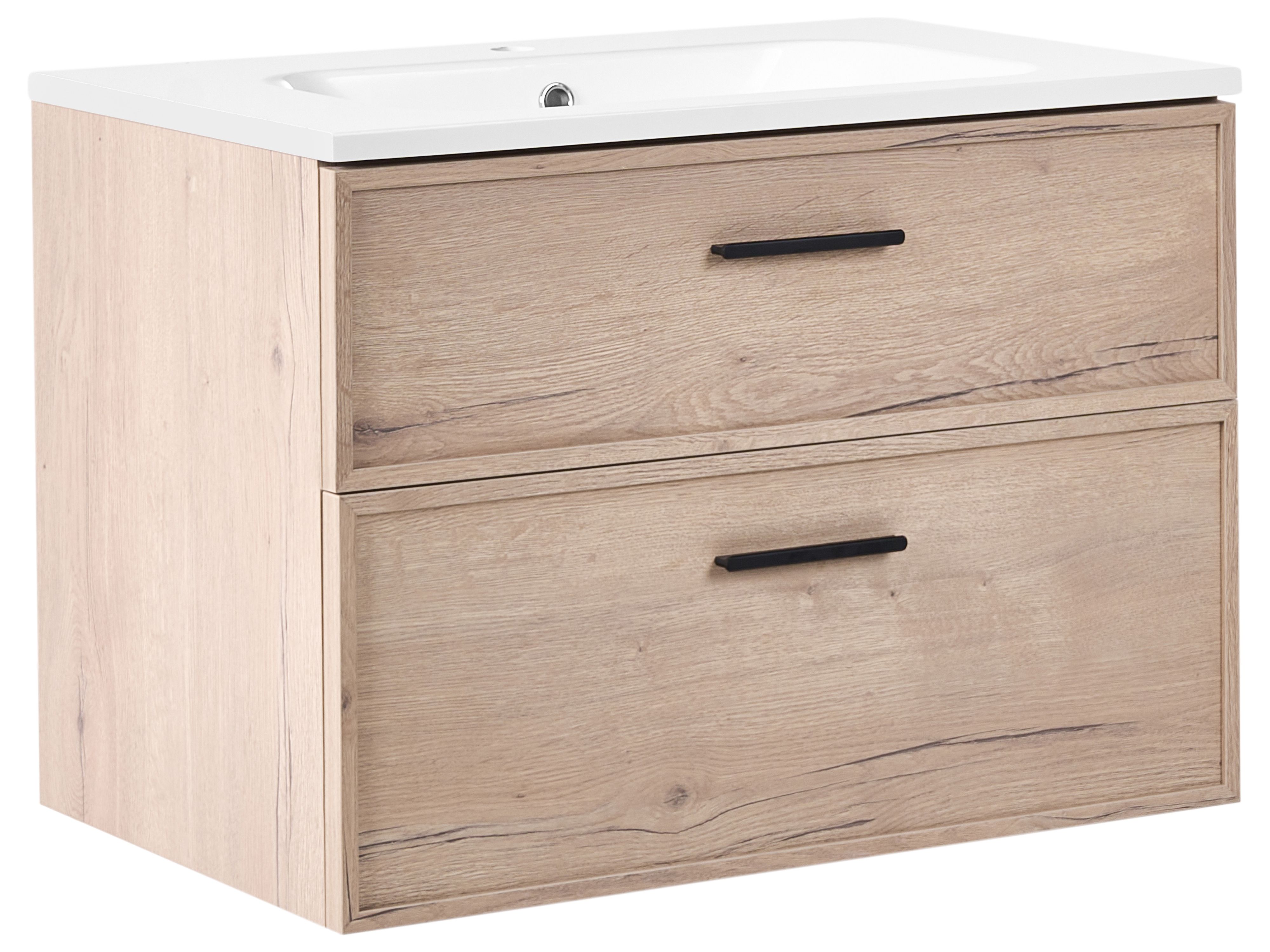 Wall Mounted Vanity Unit with Basin YELCHO Light Brown