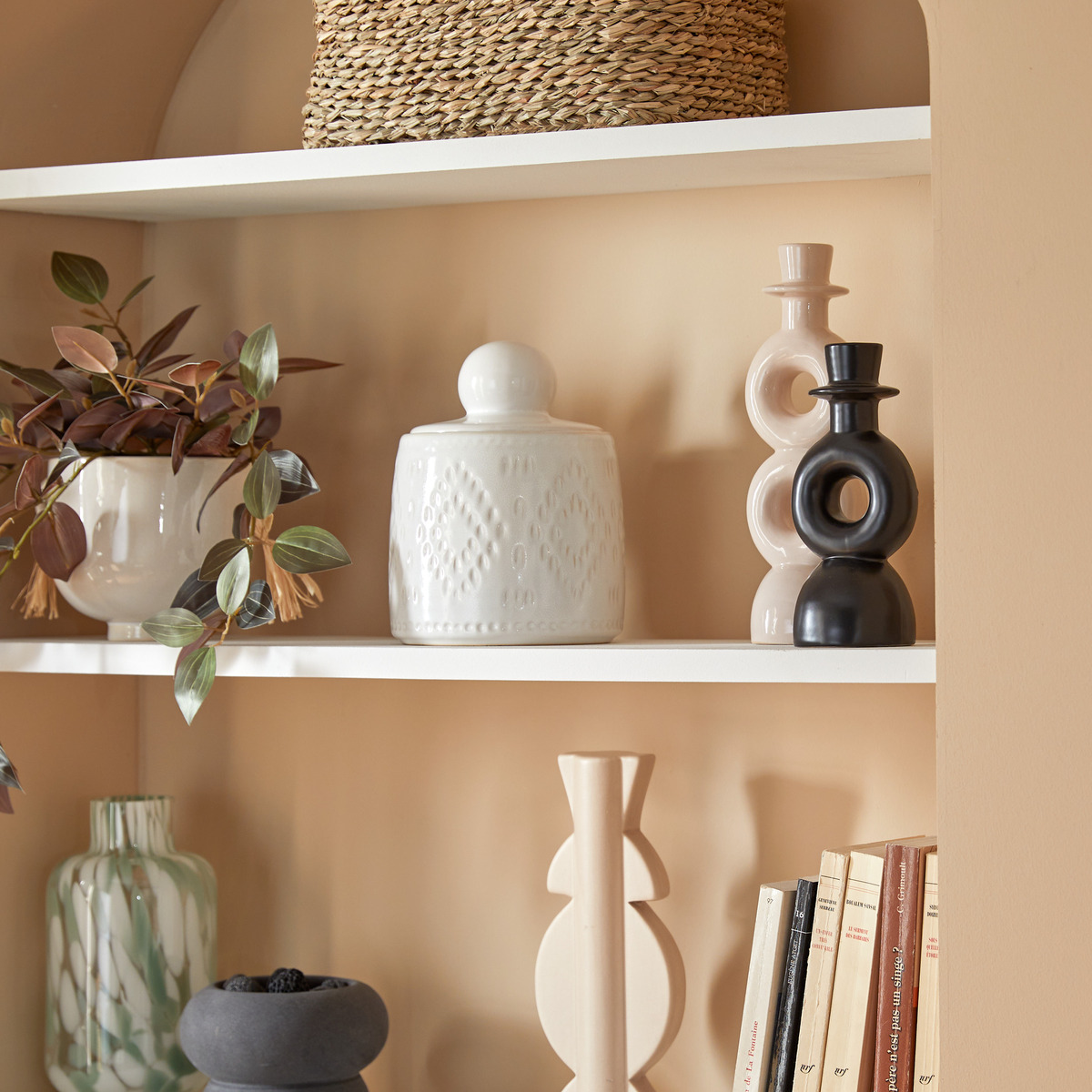 Decorative box "Mala" Ceramic, White, 19x15.2 cm