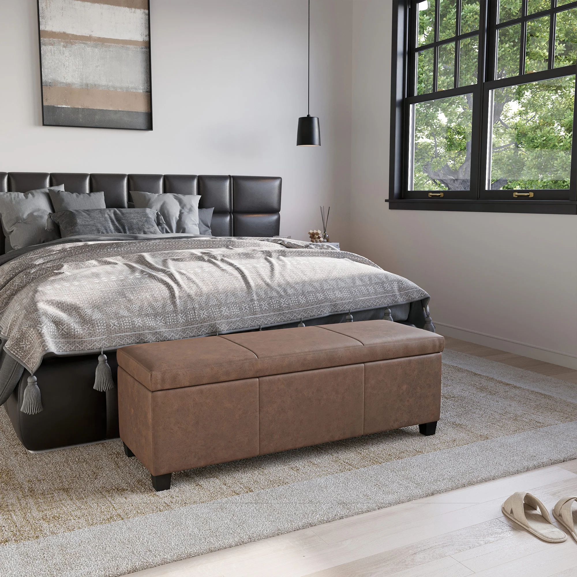 BELLEZE Storage Ottoman Bench Footstool - Amherst (Beige) - Image 31