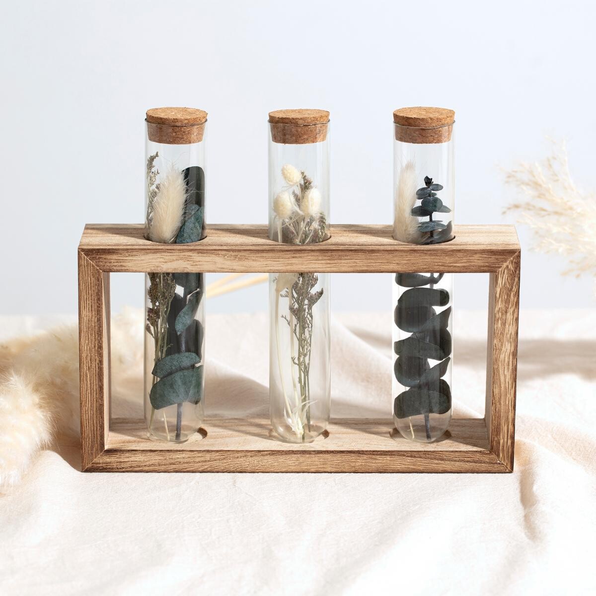 3 tubes dried flowers "House" H.17 cm