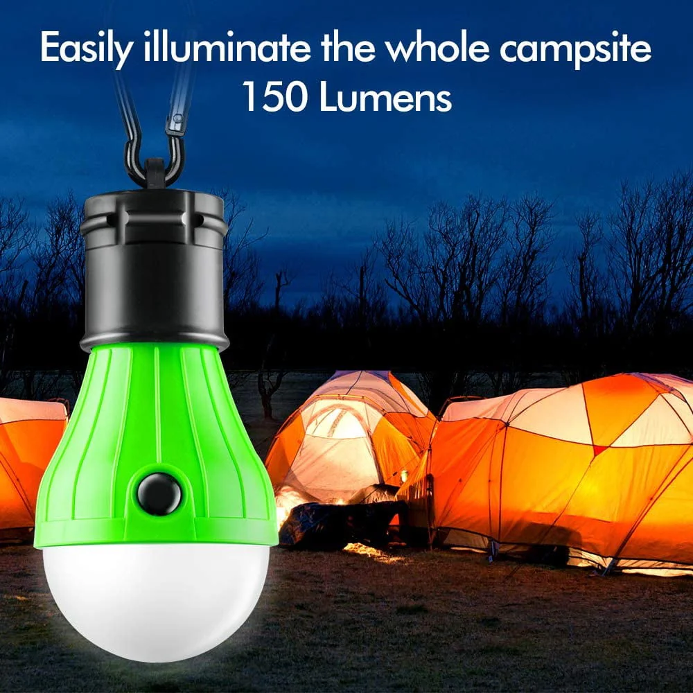 4 Packs LED Camping Light Bulbs Tent Lamp with Clip Hook, Portable Hanging Lantern Battery Powered Emergency Light, Mini Camper Light