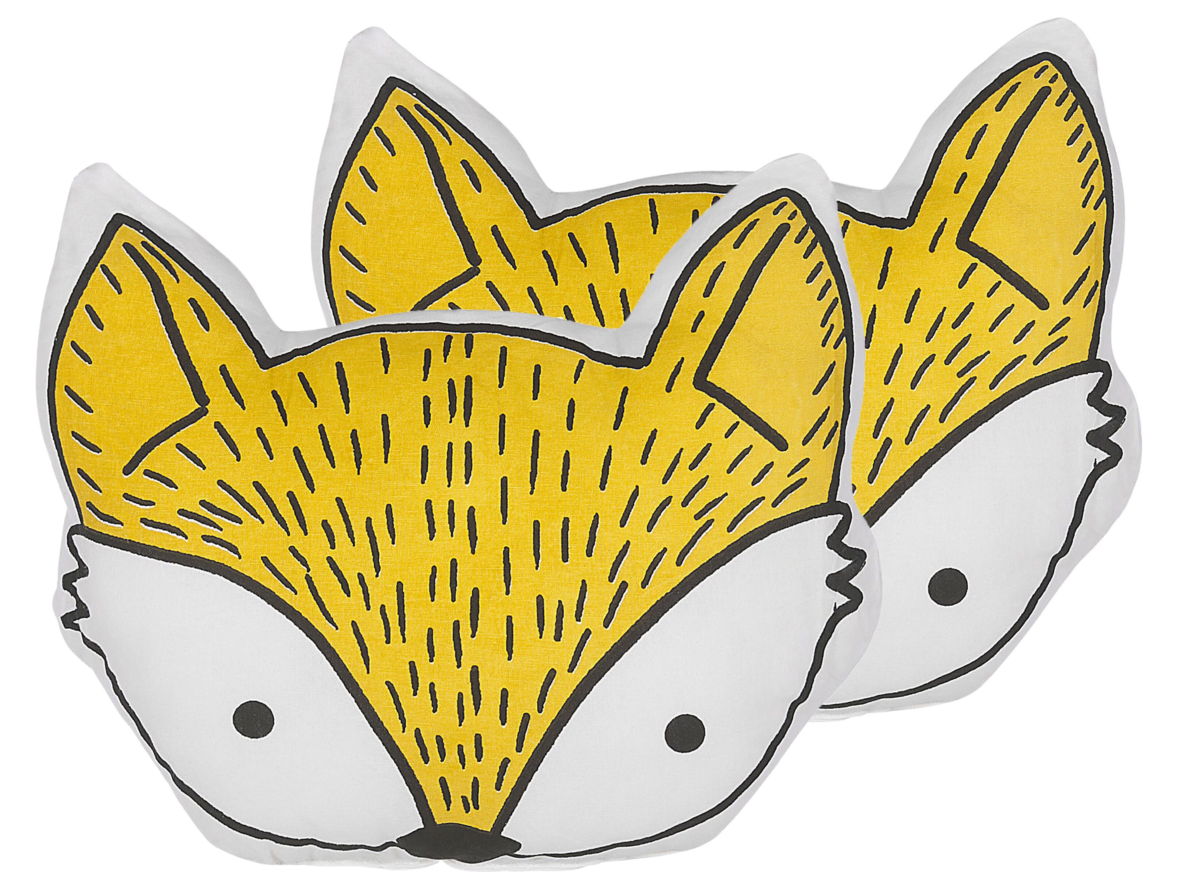Set of 2 Decorative Cushions VADODARA Cotton 50 x 40 cm Yellow Fox