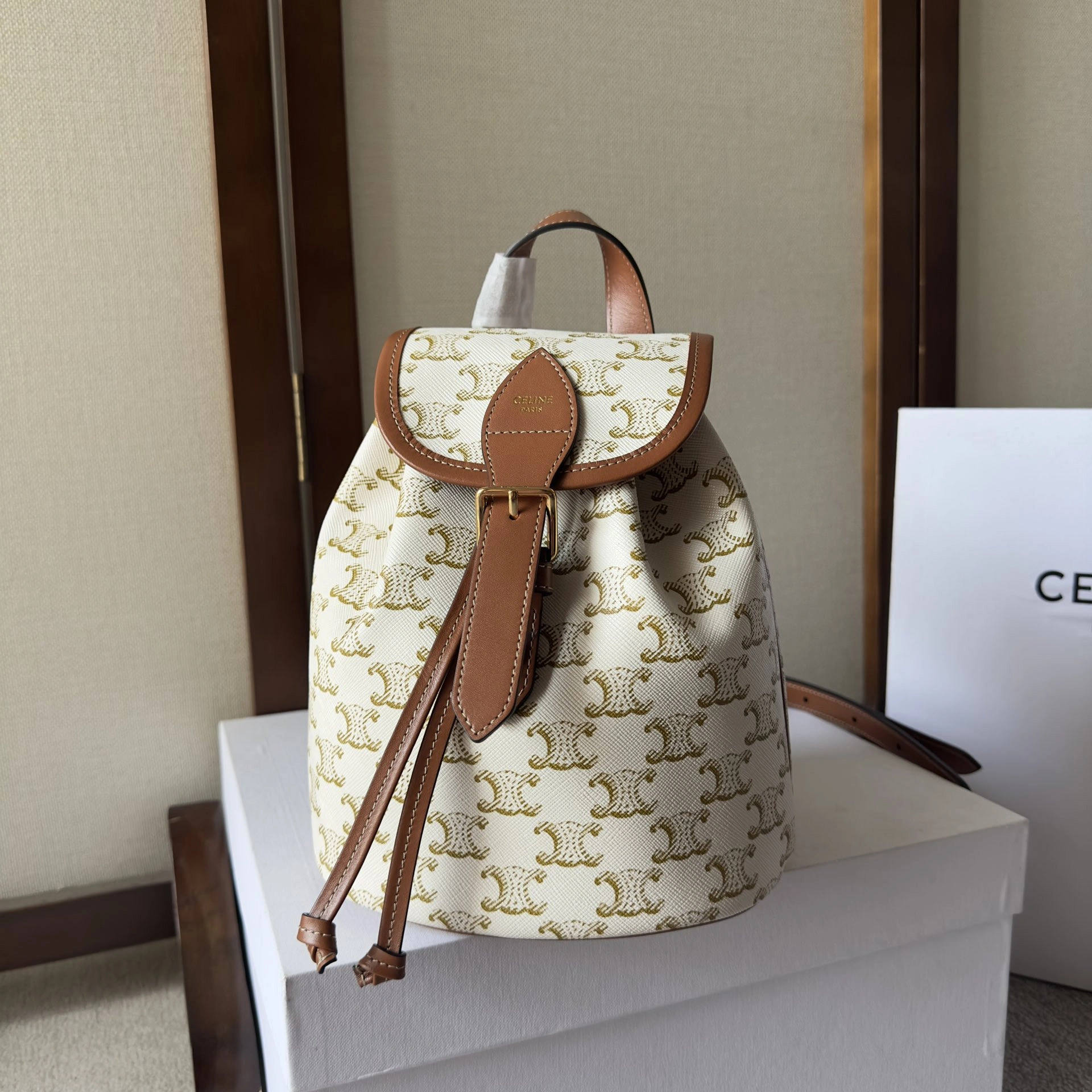 CELIN* MINI BACKPACK FOLCO IN TRIOMPHE CANVAS AND CALFSKIN - Tidelocker Bags Ru1:1High-quality replica