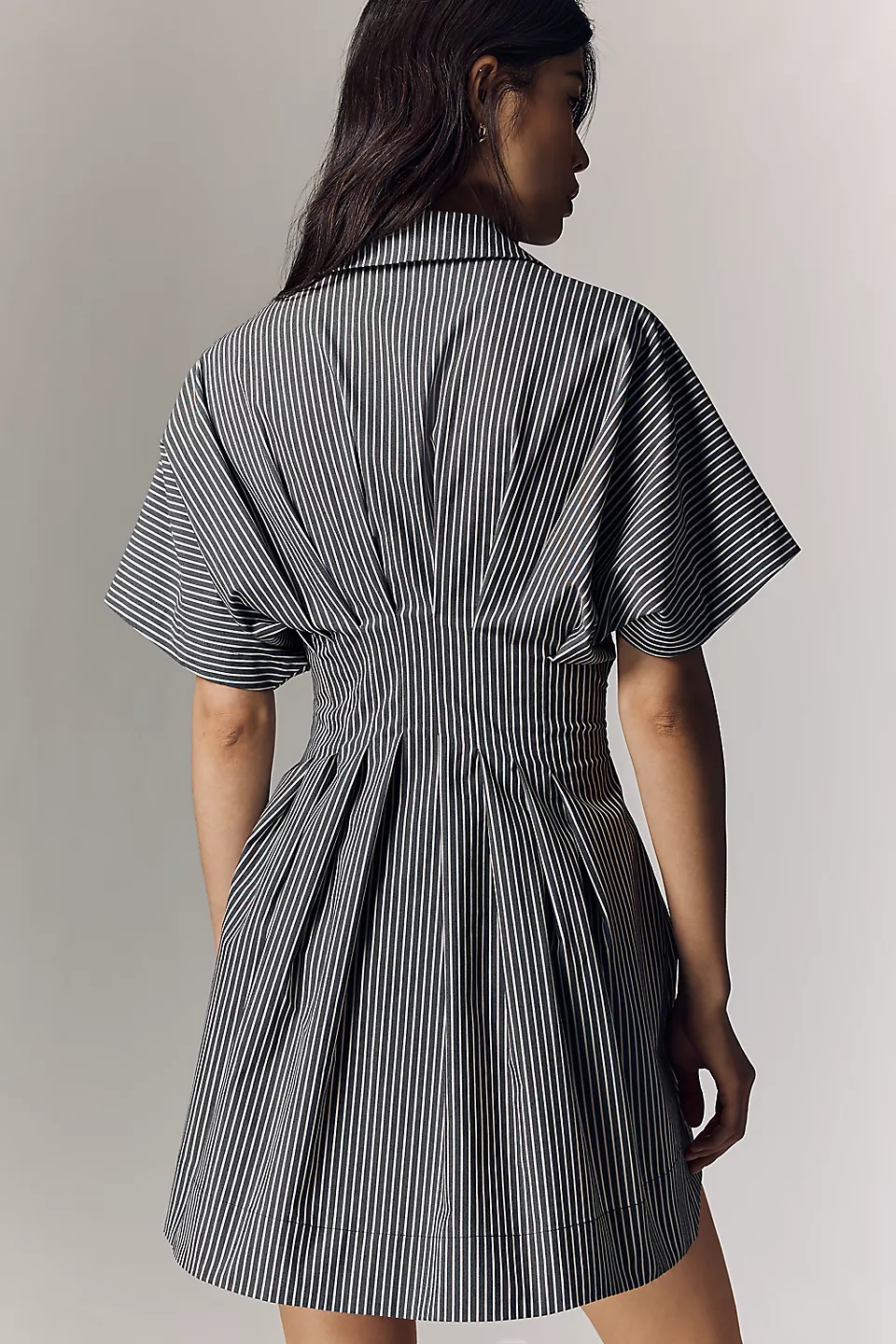 Tobie Mini Shirtdress - Black & White Stripe