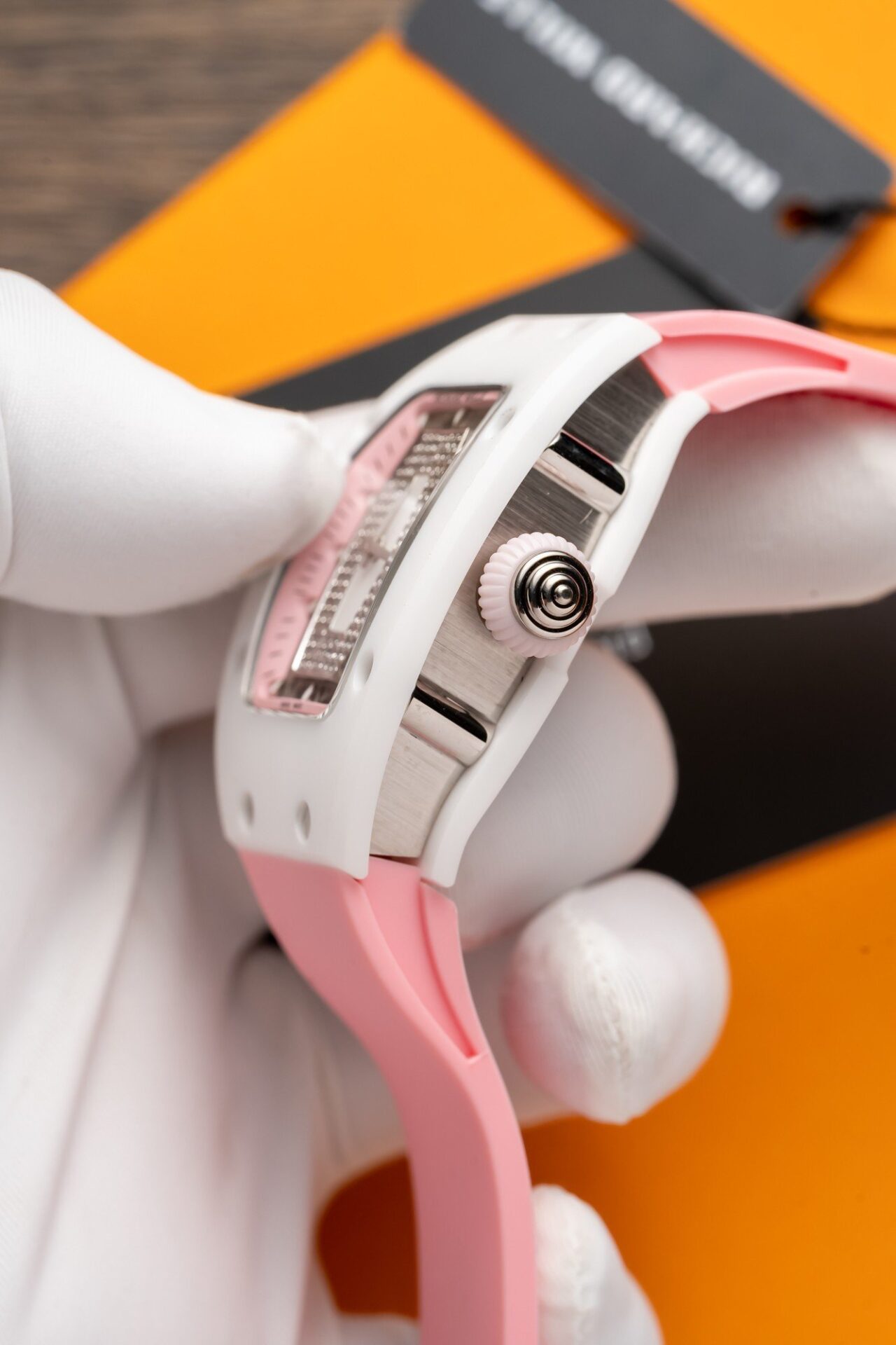Richard Mille RM07-01 Ceramic Best Replica Watch Pink Rubber Strap 36mm - Top club