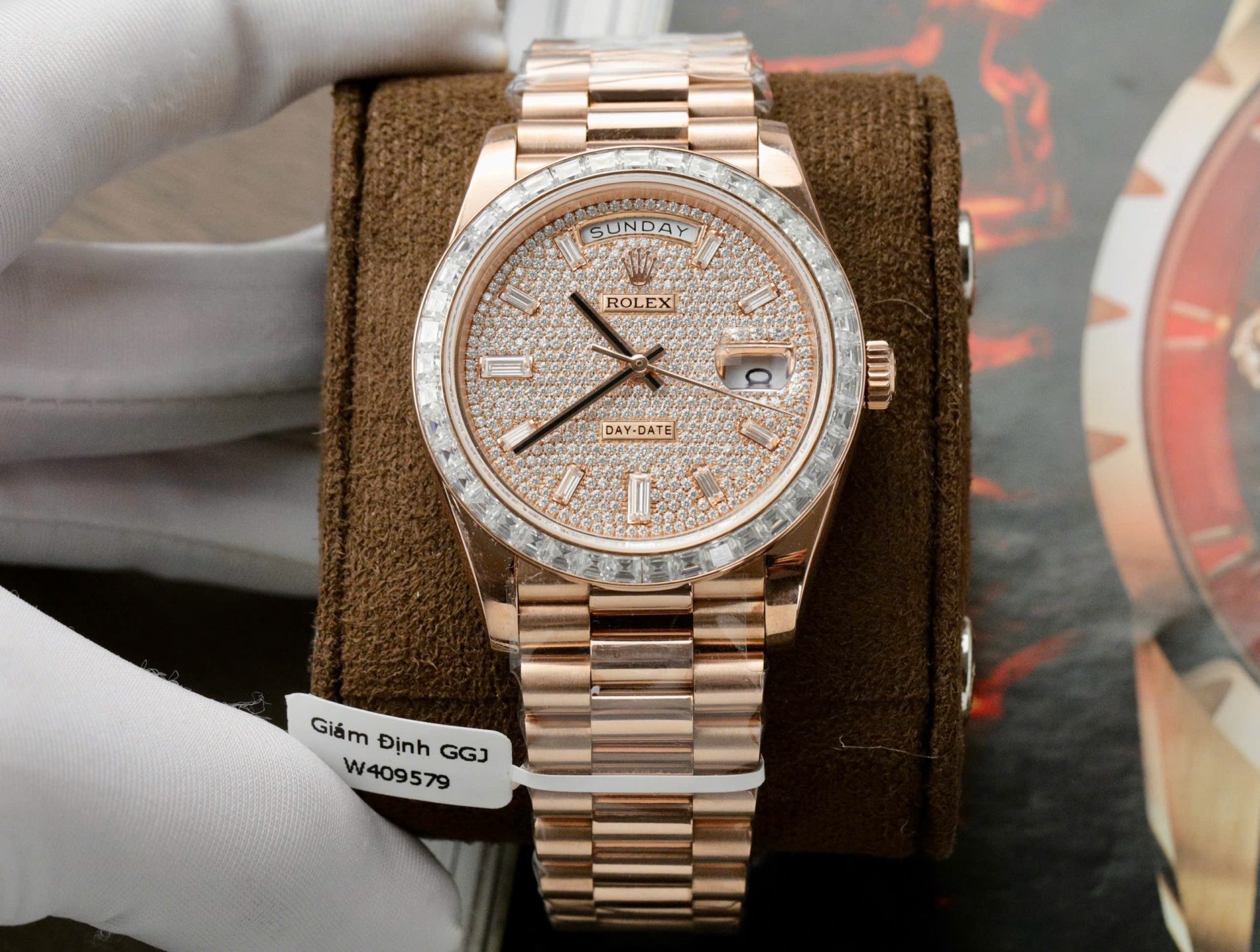 Rolex Day-Date Gold Wrapped + Moissanite Baguette Diamonds Replica Watch GMF 40mm - Top club