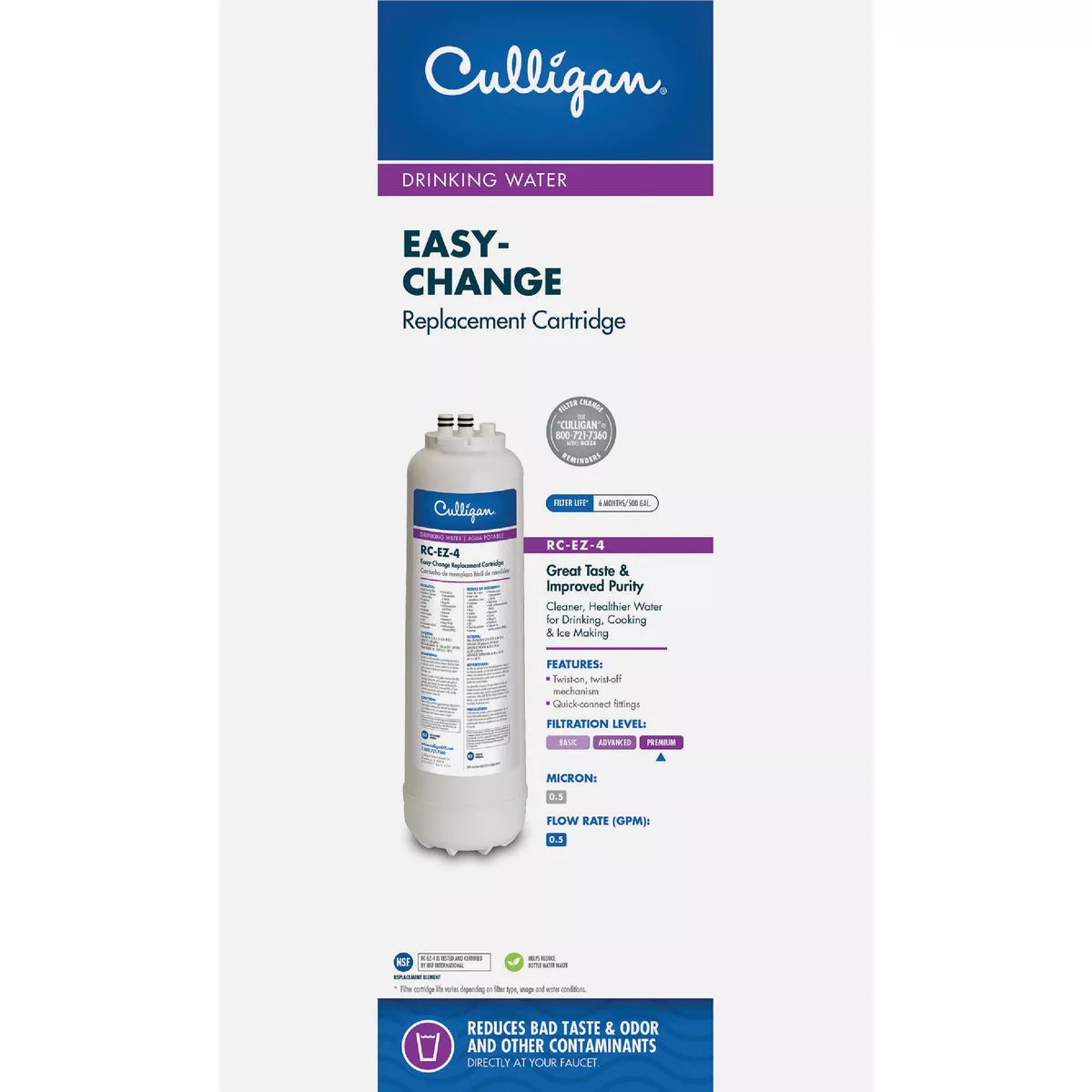 Culligan Easy-Change 4 Icemaker & Refrigerator Water Filter Cartridge