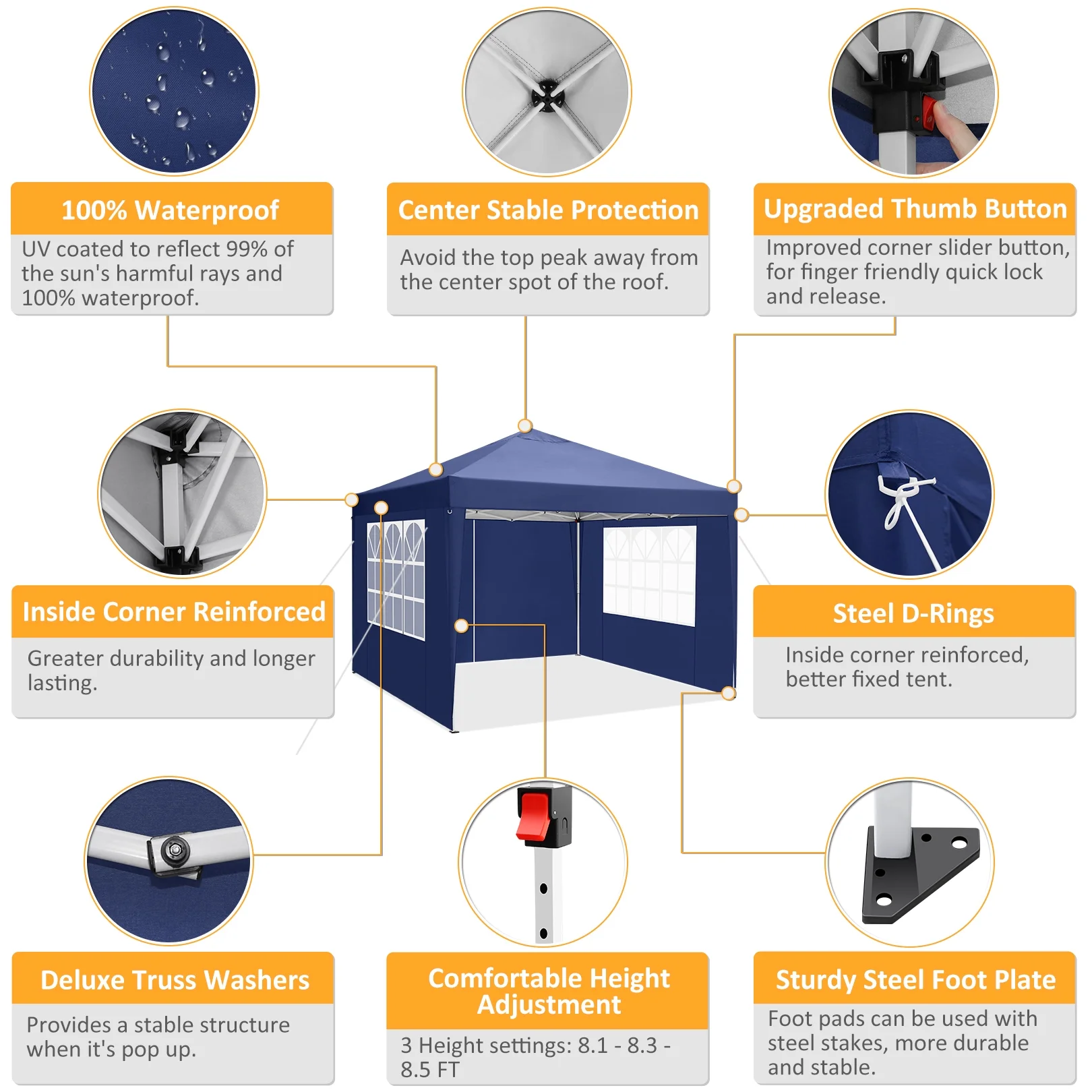 SANOPY 10'x10' EZ Pop Up Canopy Tent Outdoor Party Instant Shelter Portable Folding Beach Canopy with 4 Sandbag & Carrying Bag, Black - Image 20