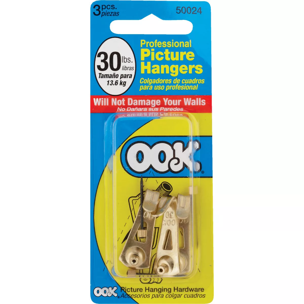 Hillman OOK 30 Lb. Capacity Picture Hangers (3-Pack)