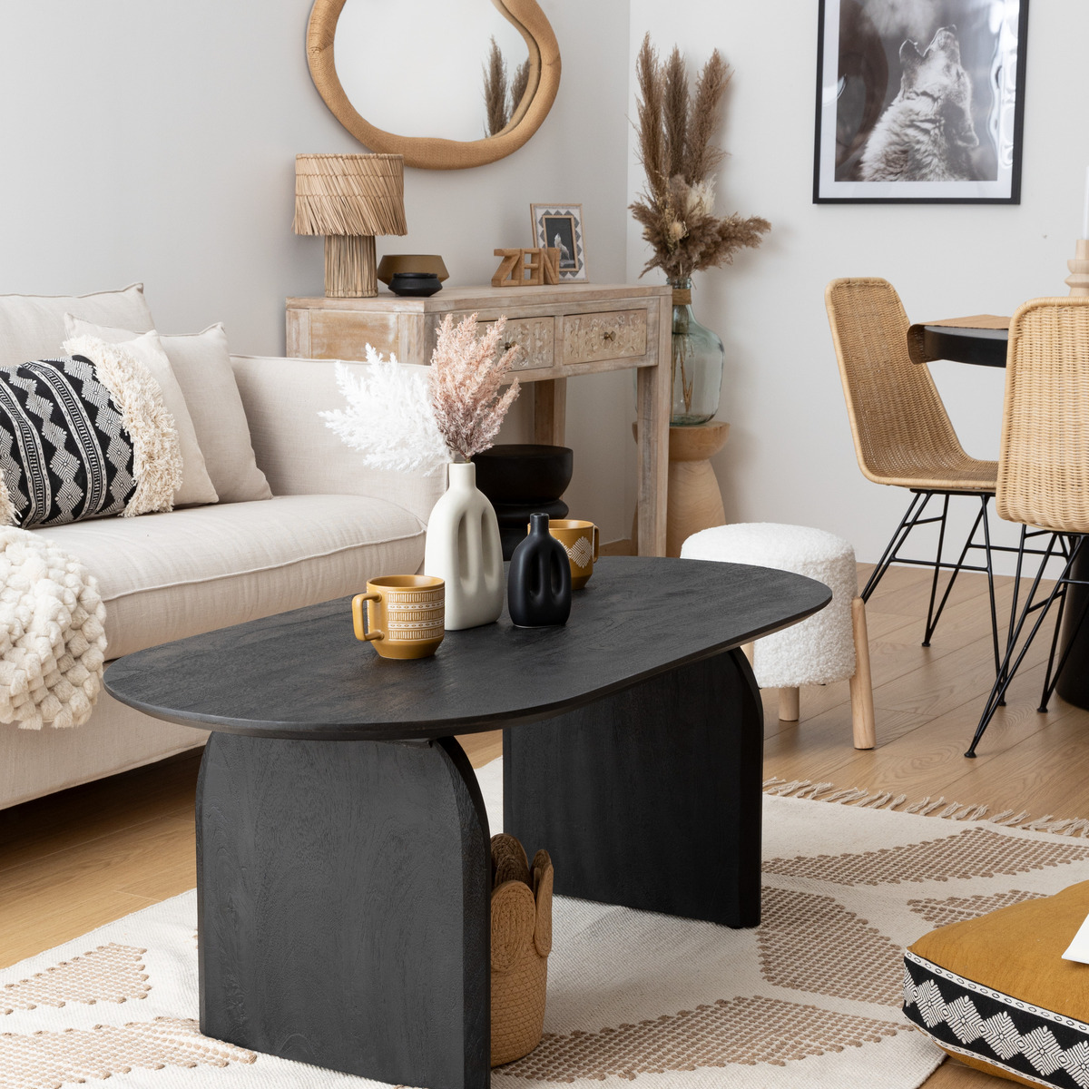 "Isana" coffee table Acacia, Black, 120x60 cm