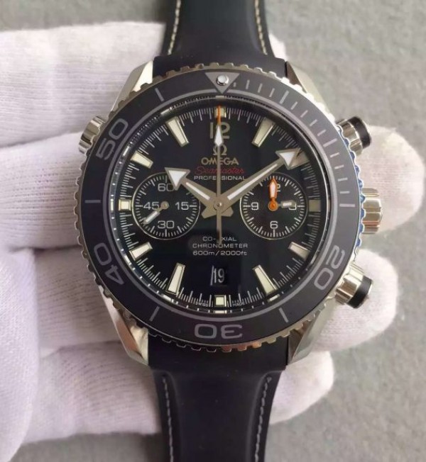 Replica Omega Seamaster Professional Chrono Black Ceramic Black Dial Rubber Strap A9300 - Elite Watch Atelier