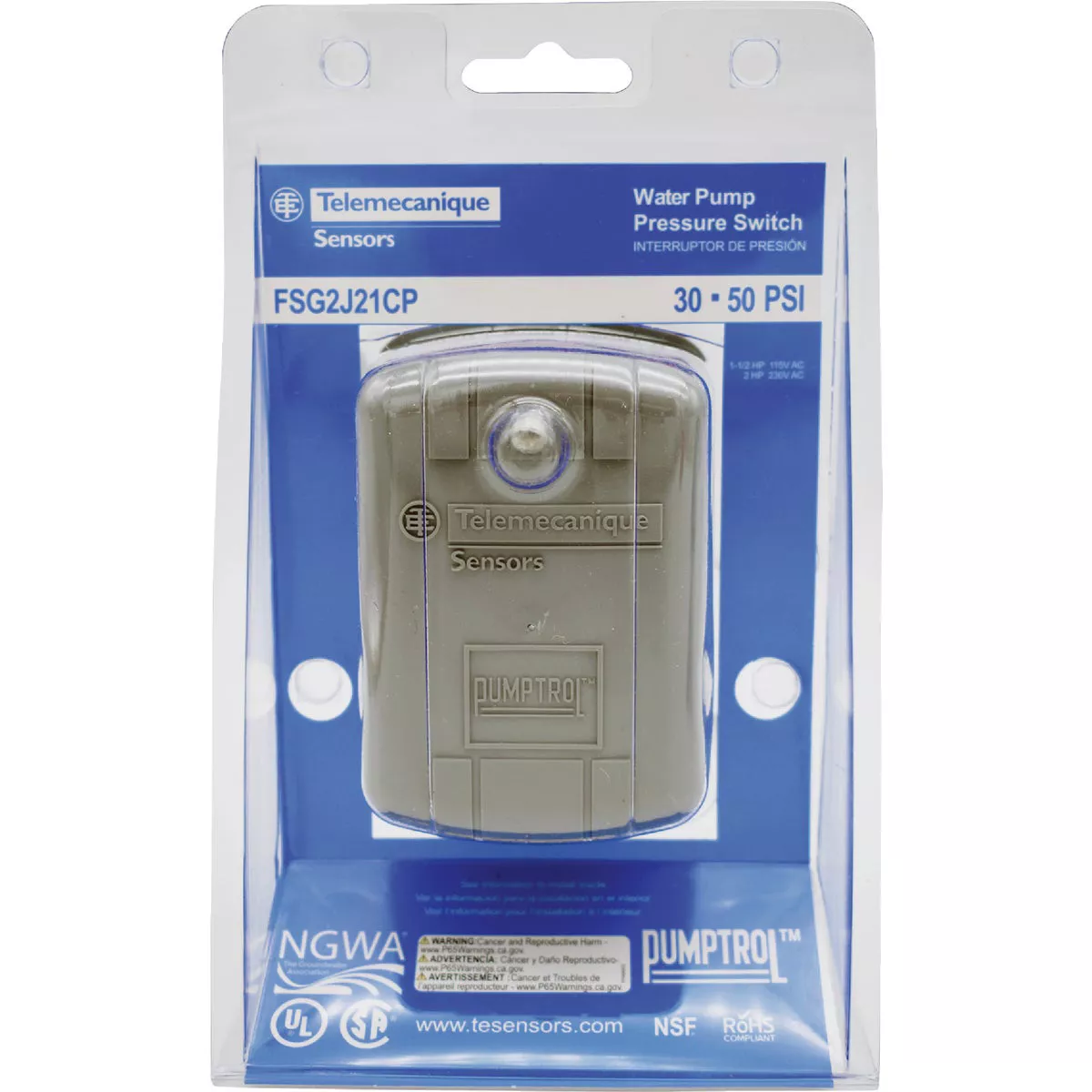 Telemechanique Sensors Pumptrol 30-50 psi Diaphragm Actuated 2 Pole Pressure Switch