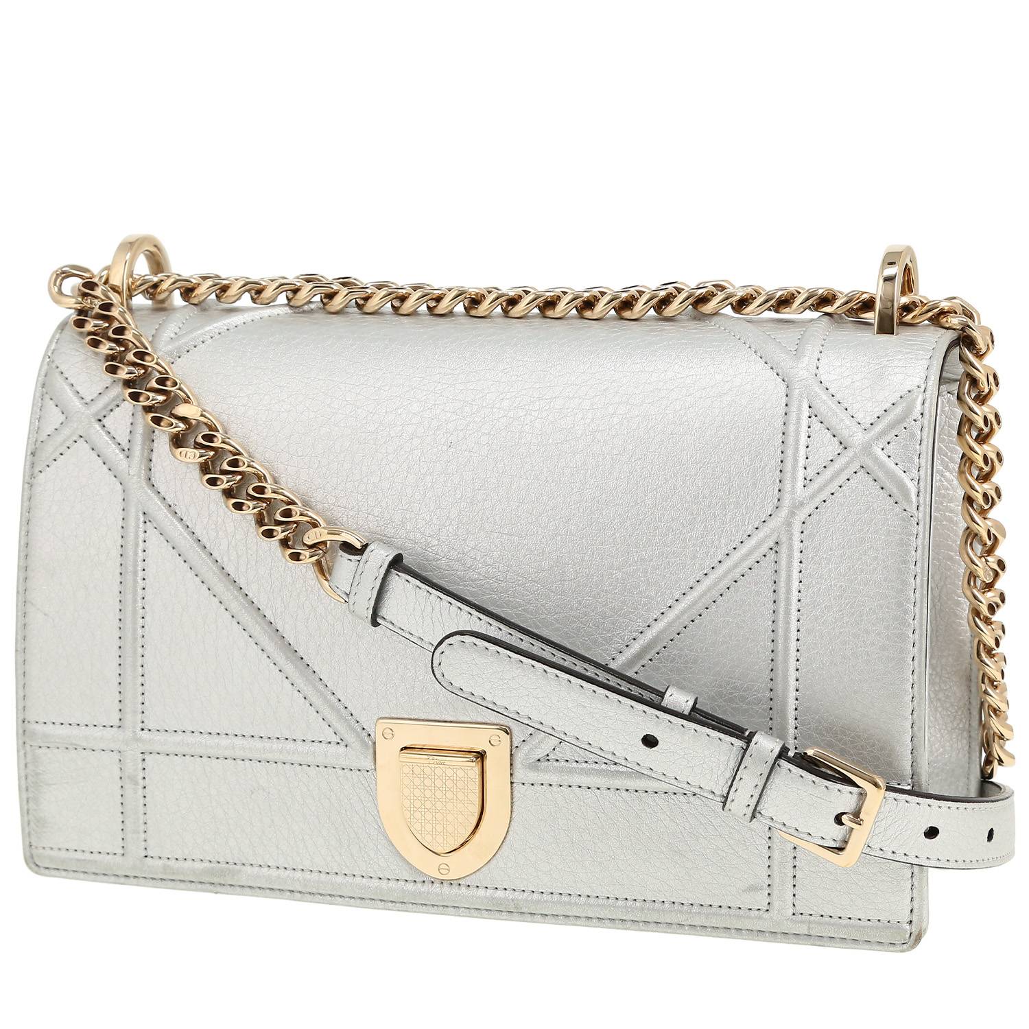 Dior Diorama shoulder bag in silver leather1:1High-quality replica