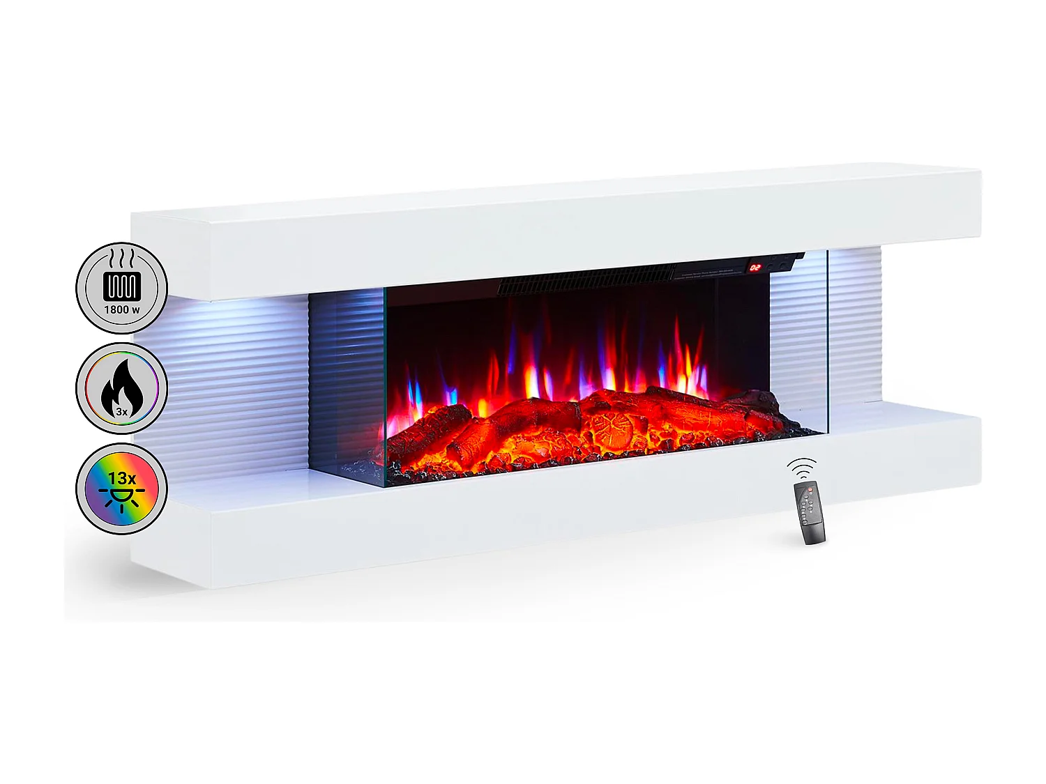 Cheminée électrique BALDERIA Lumina - Cheminée murale - Blanc