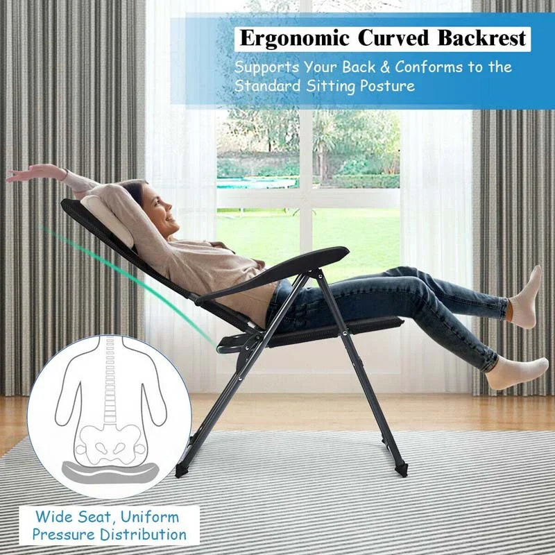 2 Pack Folding Patio Chairs, 7 Position Adjustable Outdoor Sling Recliner Camping Chairs - Image 7 2 Pack Folding Patio Chairs, 7 Position Adjustable Outdoor Sling Recliner Camping Chairs - Image 7